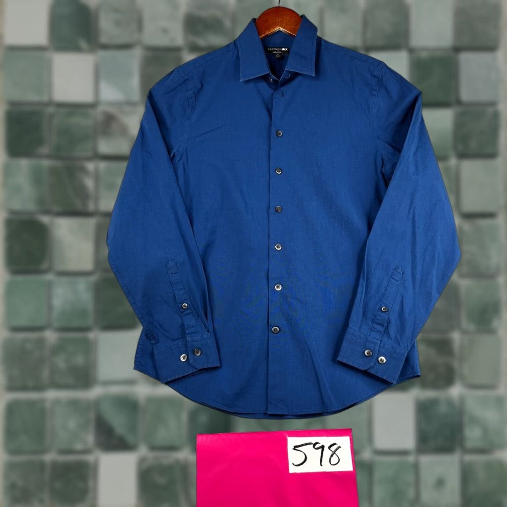 Express Express Shirt Small Blue Button Up Long Sleeve Modern Fit Casual Mens Size US S / EU 44-46 / 1 - 1 Thumbnail