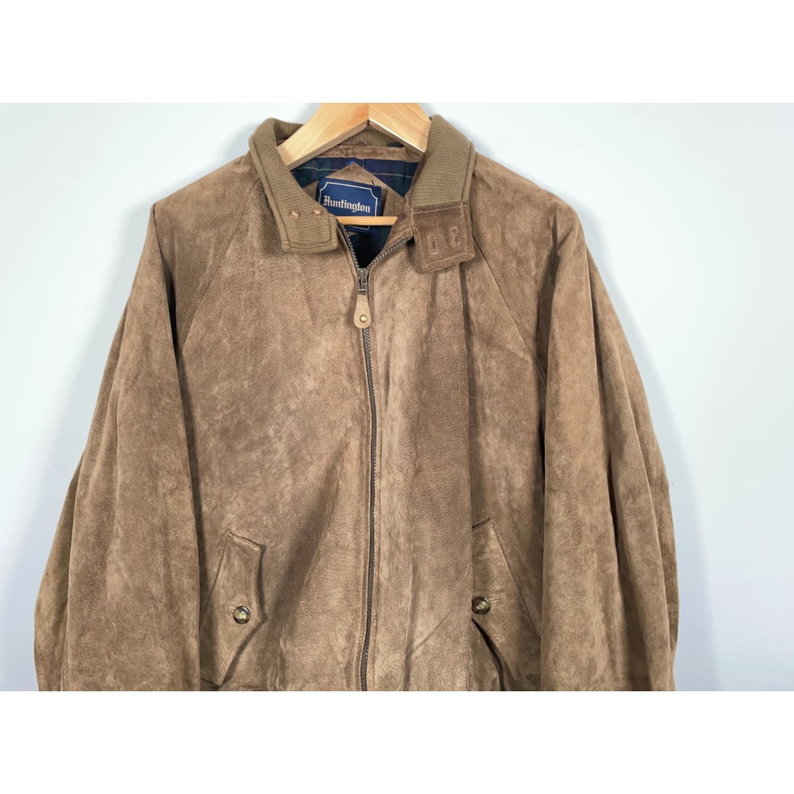 Vintage VINTAGE Huntington Bomber Jacket Leather Men's XL Brown Tartan Plaid Lining 90s Retro Classic Size US XL / EU 56 / 4 - 5 Thumbnail