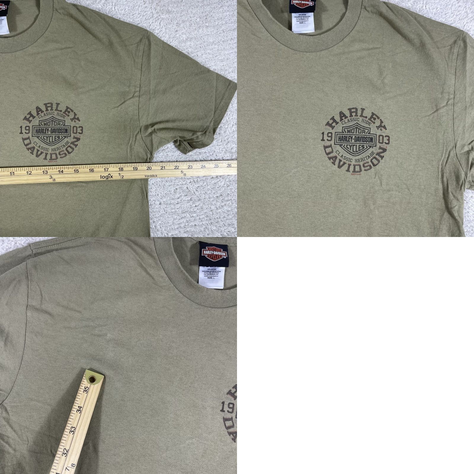 Harley Davidson Harley-Davidson T-Shirt Mens Large Olive Green Biker Y2K Savannah Grunge Skate Short Sleeve Crew Neck Cotton Graphic Print Size US L / EU 52-54 / 3 - 8 Thumbnail