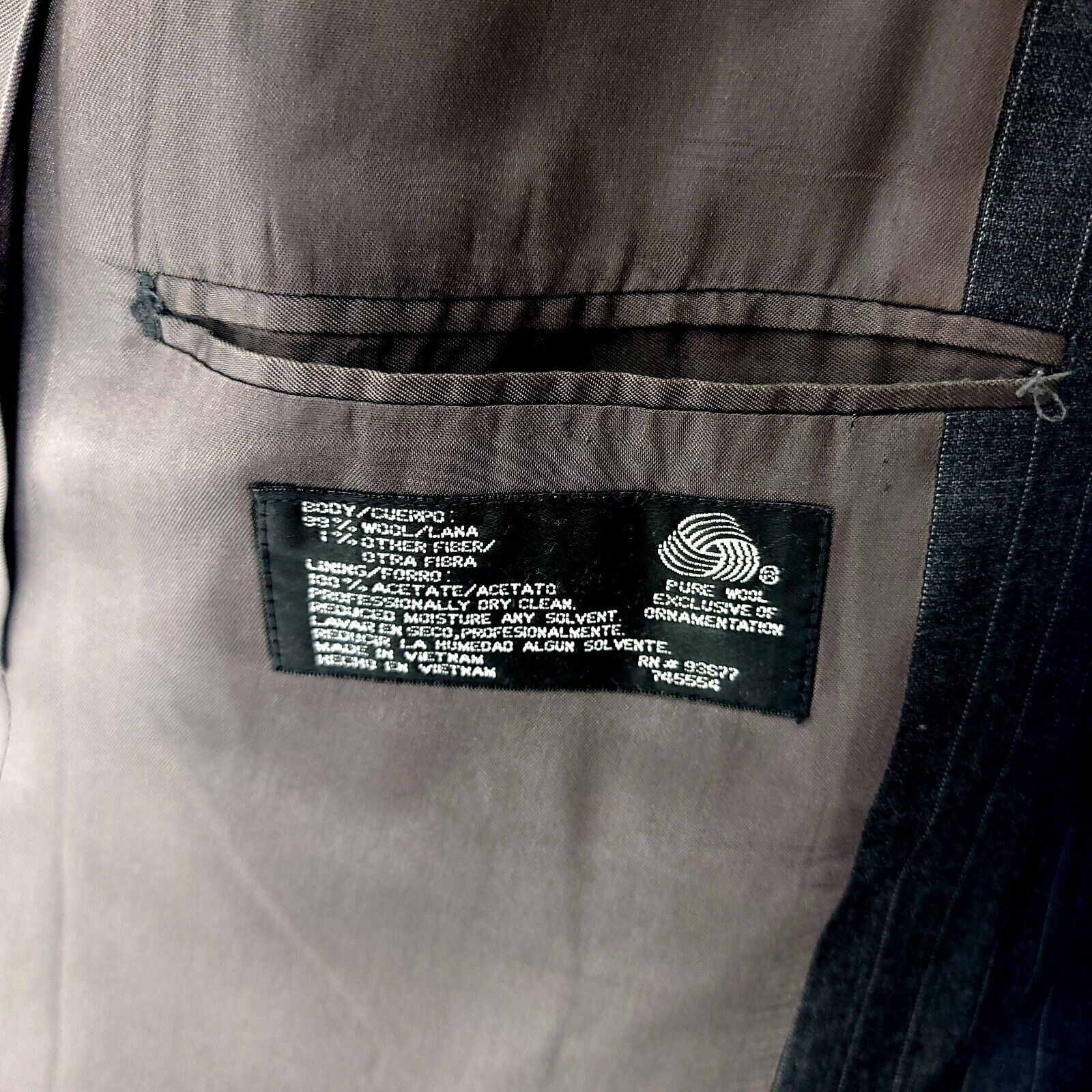 Stafford DAMAGED Stafford Wool 3 Button Suit Jacket 42L Gray Striped Size 42L - 9 Thumbnail
