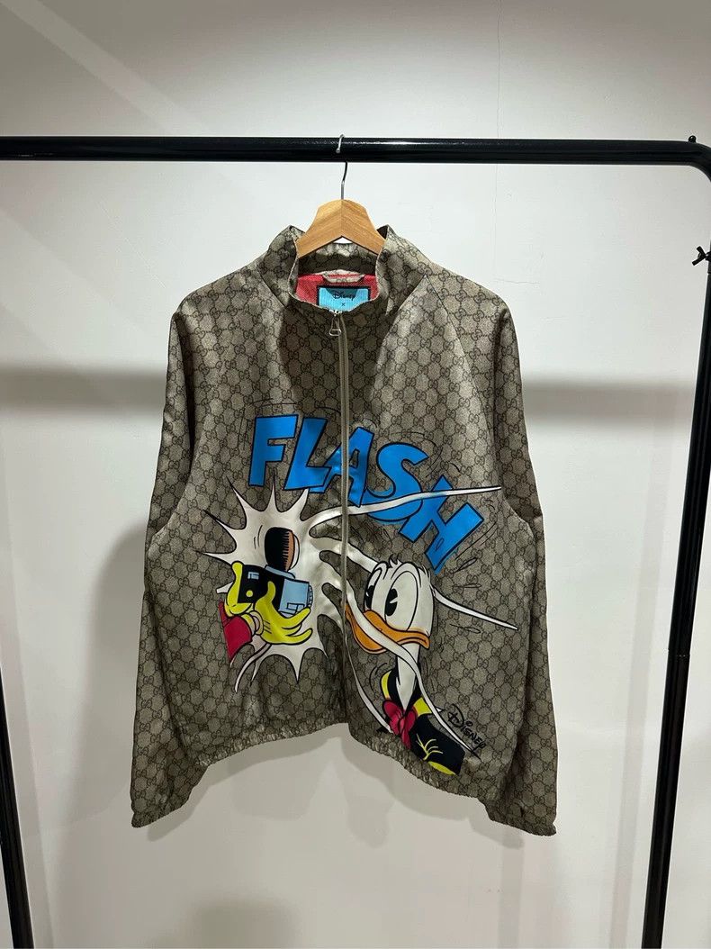 Gucci Disney co-branded full-print GGlogo Donald Duck jacke