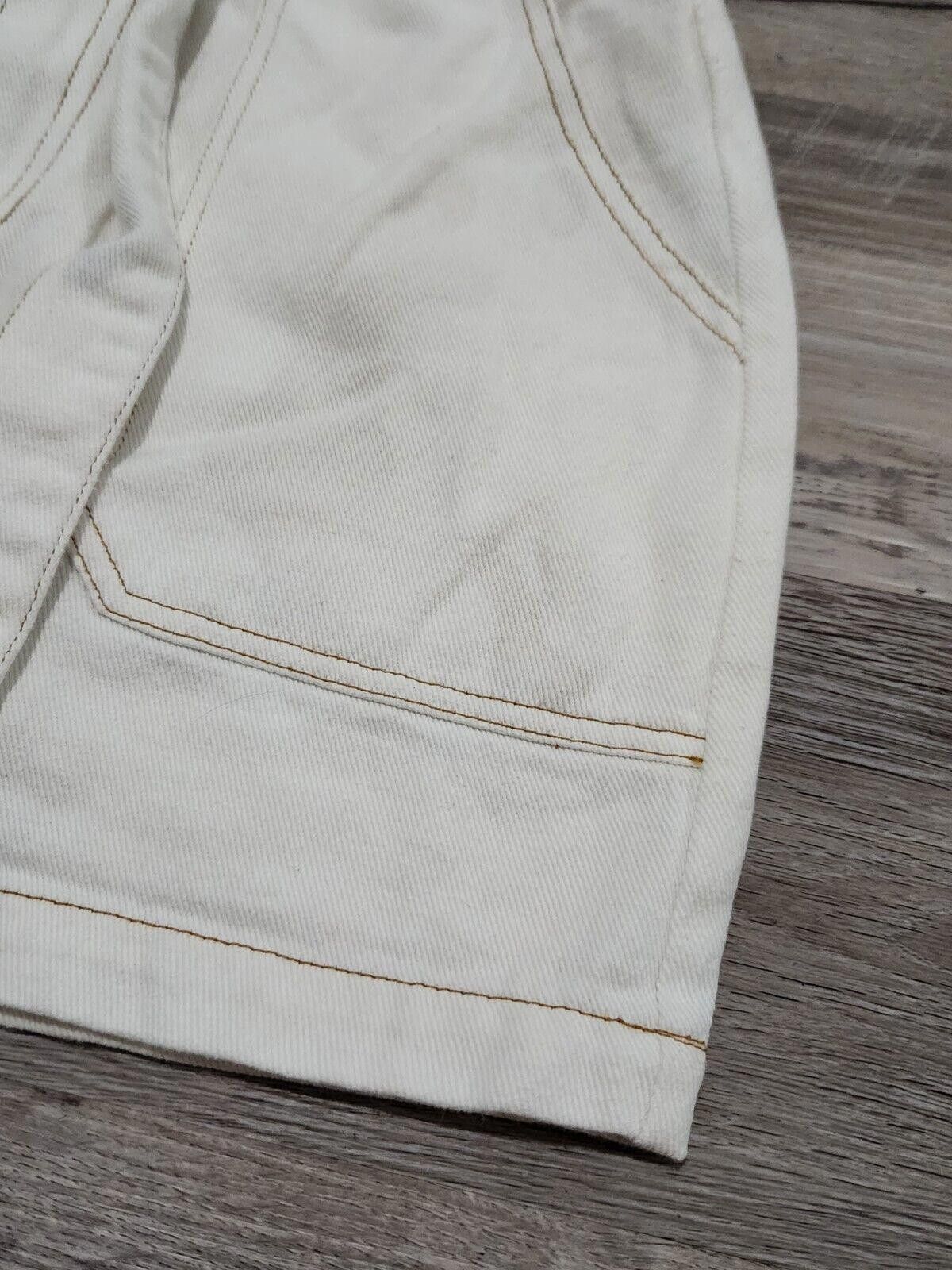 Designer Altar'd State Denim Skirt White Medium Belted Scrunch Waist Size 32" / US 10 / IT 46 - 4 Thumbnail