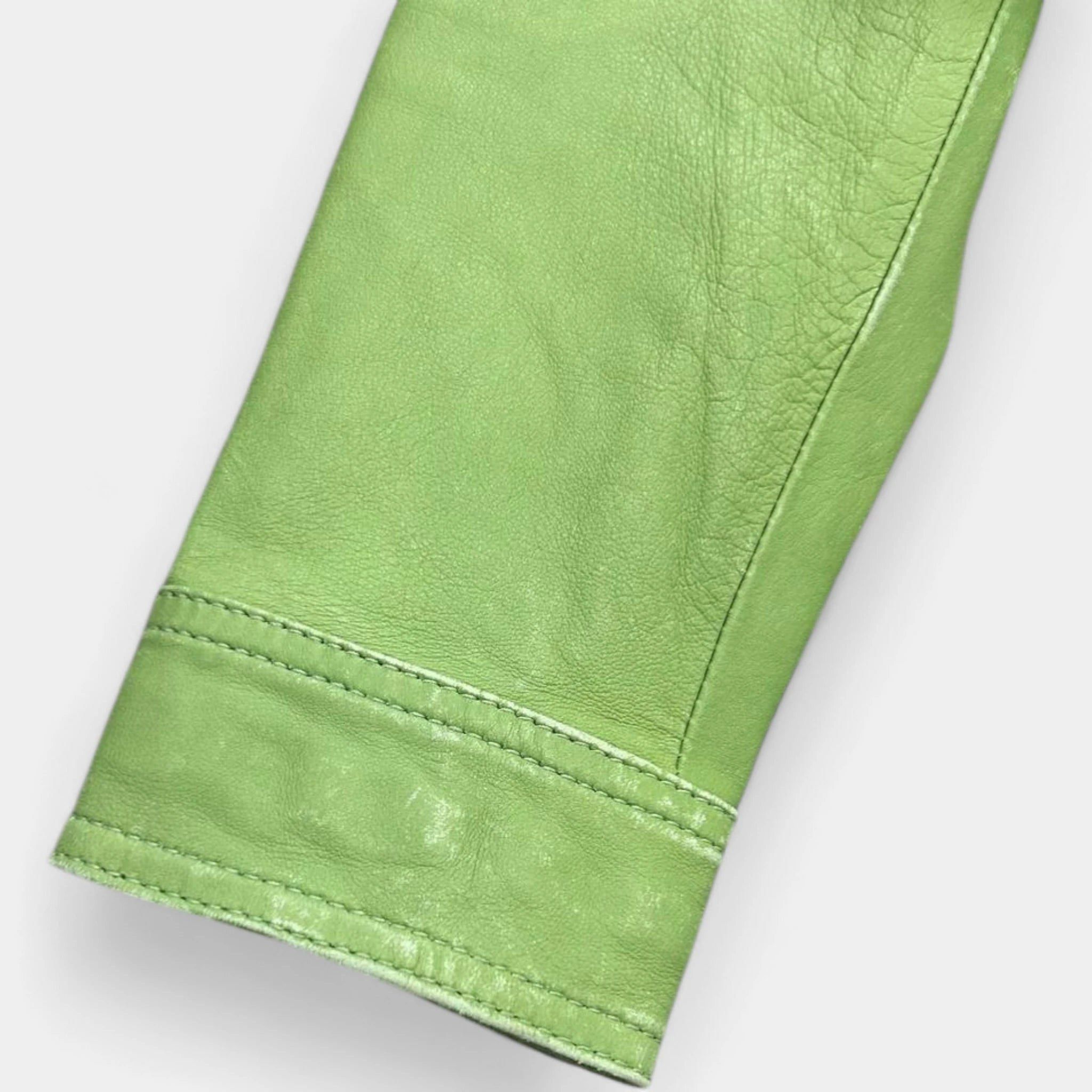 Dolce & Gabbana 2000's Dolce & Gabbana Matcha Green Leather Jacket Size S / US 4 / IT 40 - 5 Thumbnail
