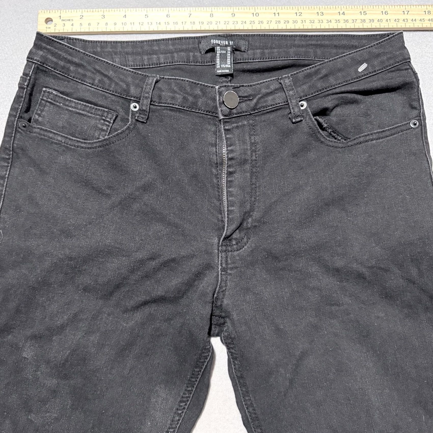 Forever 21 Forever 21 Skinny Jeans Women Black Denim Pockets Mid-Rise Zip Fly 34 Size 24" / US 00 / IT 34 - 3 Thumbnail