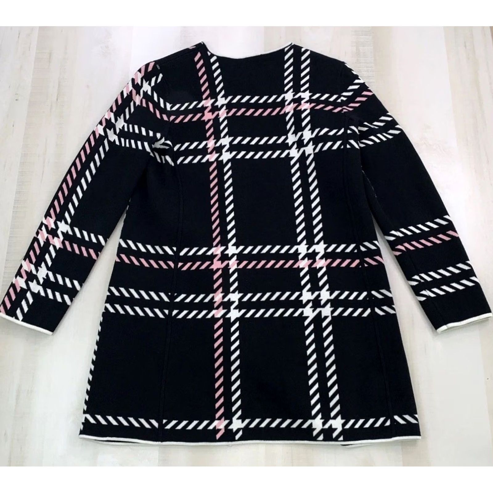 Talbots Talbots Coat Knit Pink White Black Plaid Duster Snap Front Cotton Blend M Womens Medium Size M / US 6-8 / IT 42-44 - 6 Thumbnail