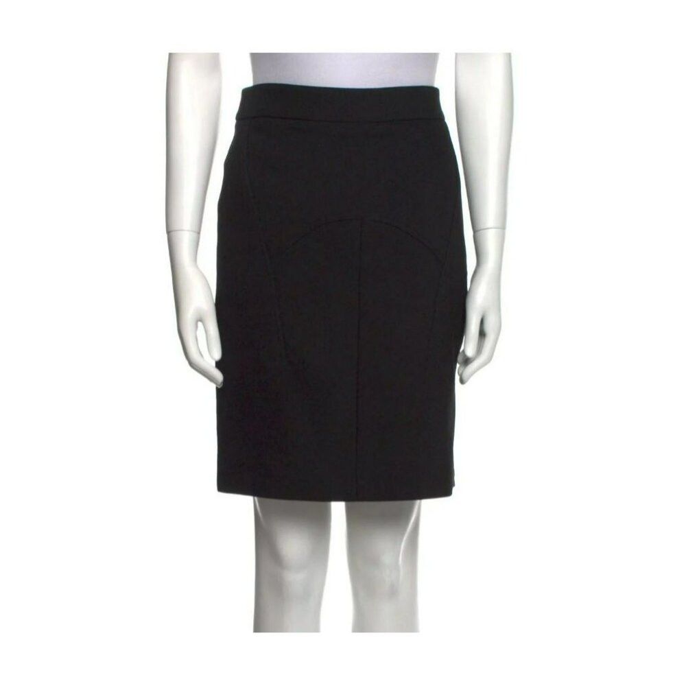Tom Ford Tom Ford Wool Silk Skirt – IT 42 – Black – Leather Trim – Z Size 28" / US 6 / IT 42 - 2 Thumbnail