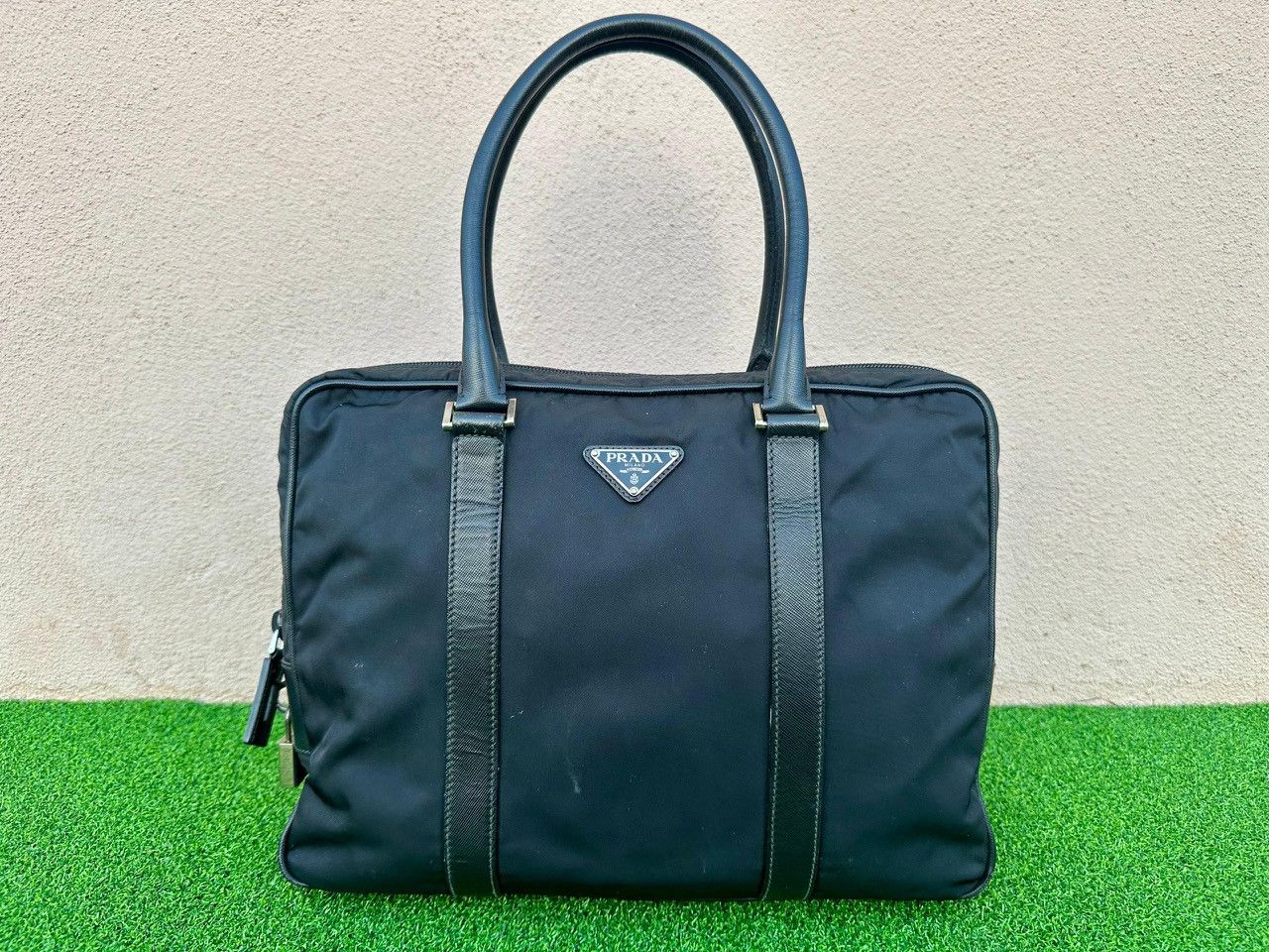 Prada Authentic Prada Tessuto Saffiano Leather Briefcase Size ONE SIZE - 1 Thumbnail