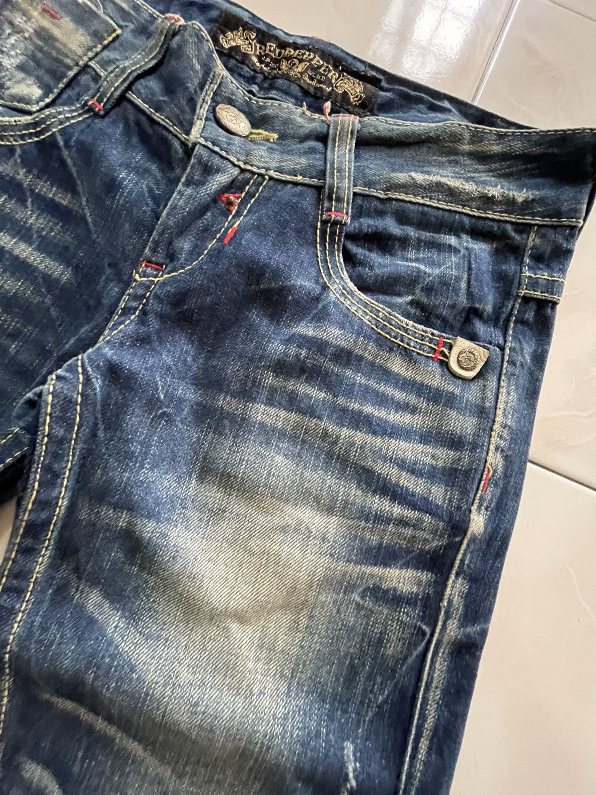 GOSTAR DE FUGA × Hysteric Glamour × Japanese Brand Red Pepper Japan Embellished Embroidered Flare Jeans Size US 29 - 9 Thumbnail