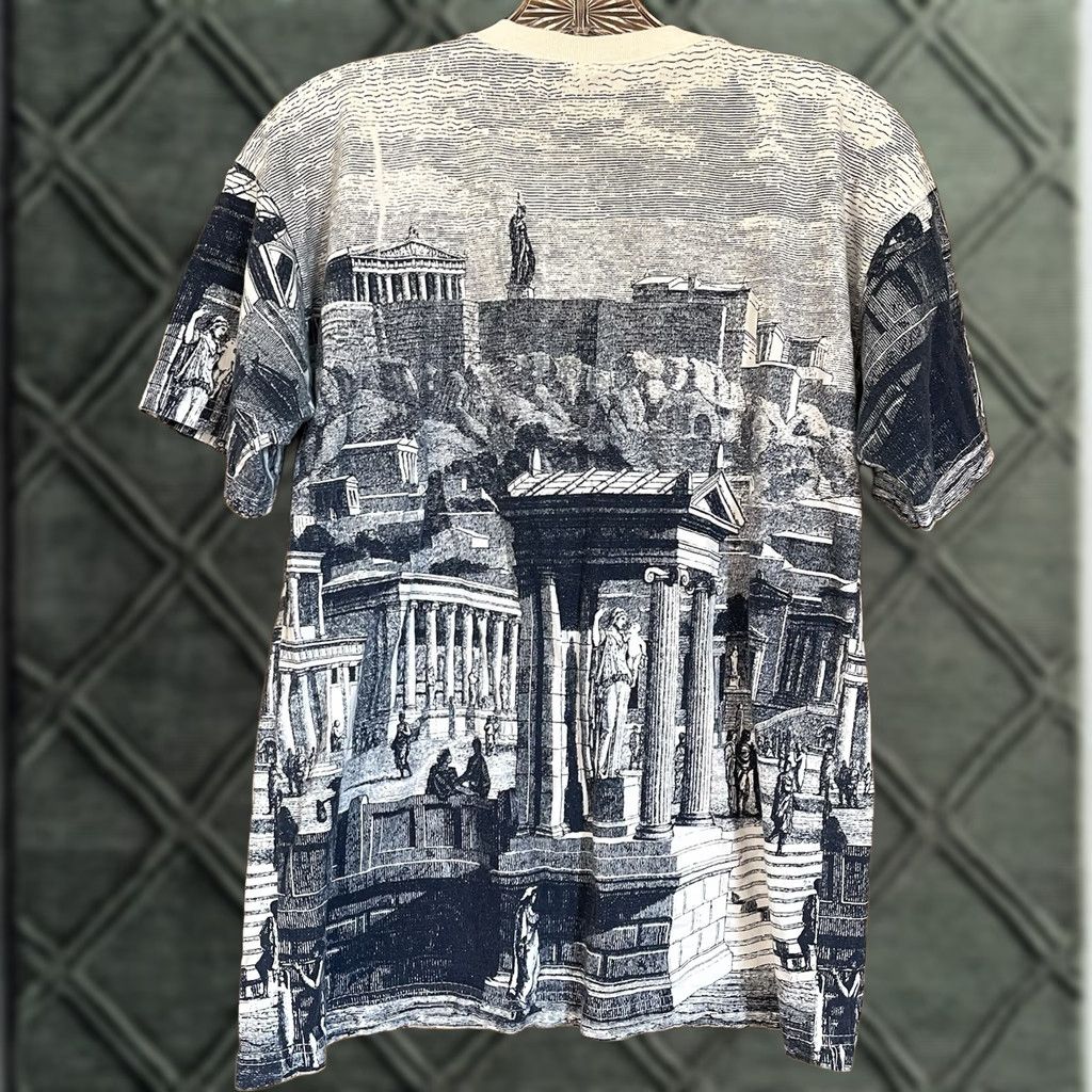 Vintage VINTAGE 90s Greece All Over Print T Shirt Men’s Sm Greek Mythology Architecture Shirt Short Sleeve Crew Neck Blue Cotton Graphic Print Size US S / EU 44-46 / 1 - 1 Thumbnail