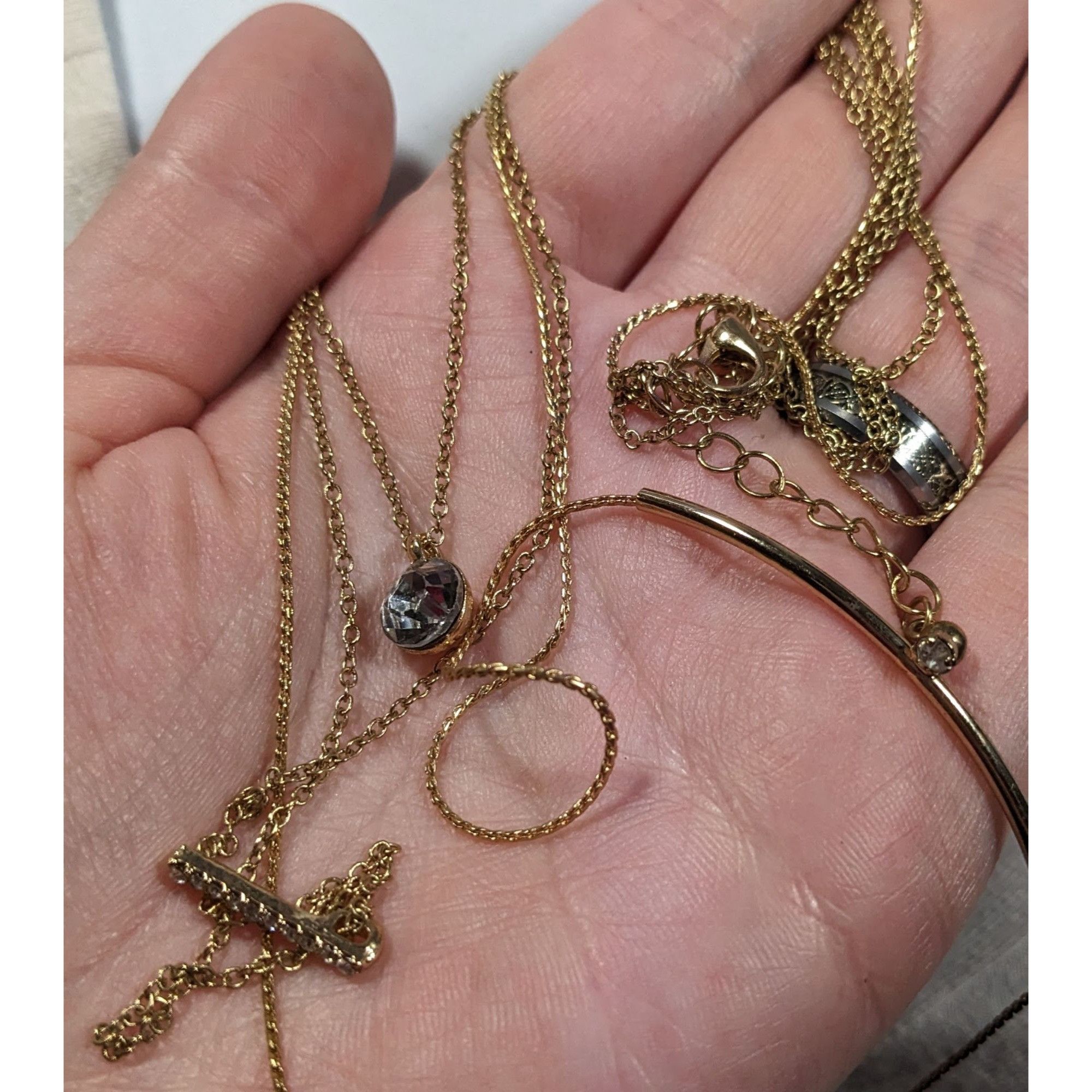 Other Elegant Glam Multilayer Triple Chain And Rhinestone Pendant Size ONE SIZE - 7 Thumbnail