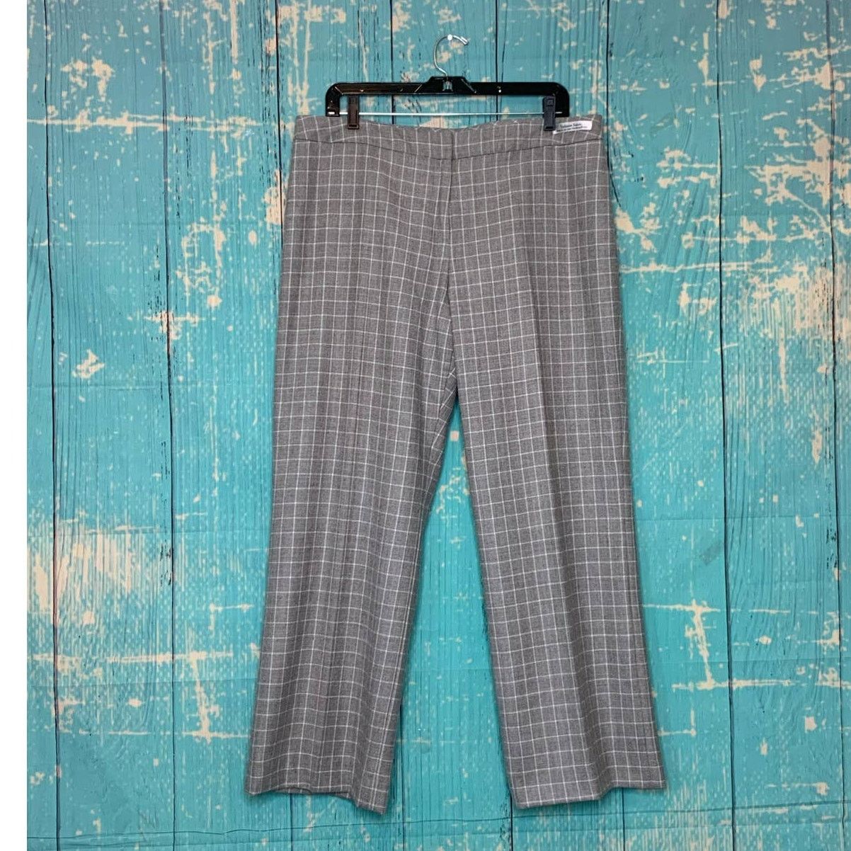 Pendleton gray plaid virgin wool straight legs pants size 16