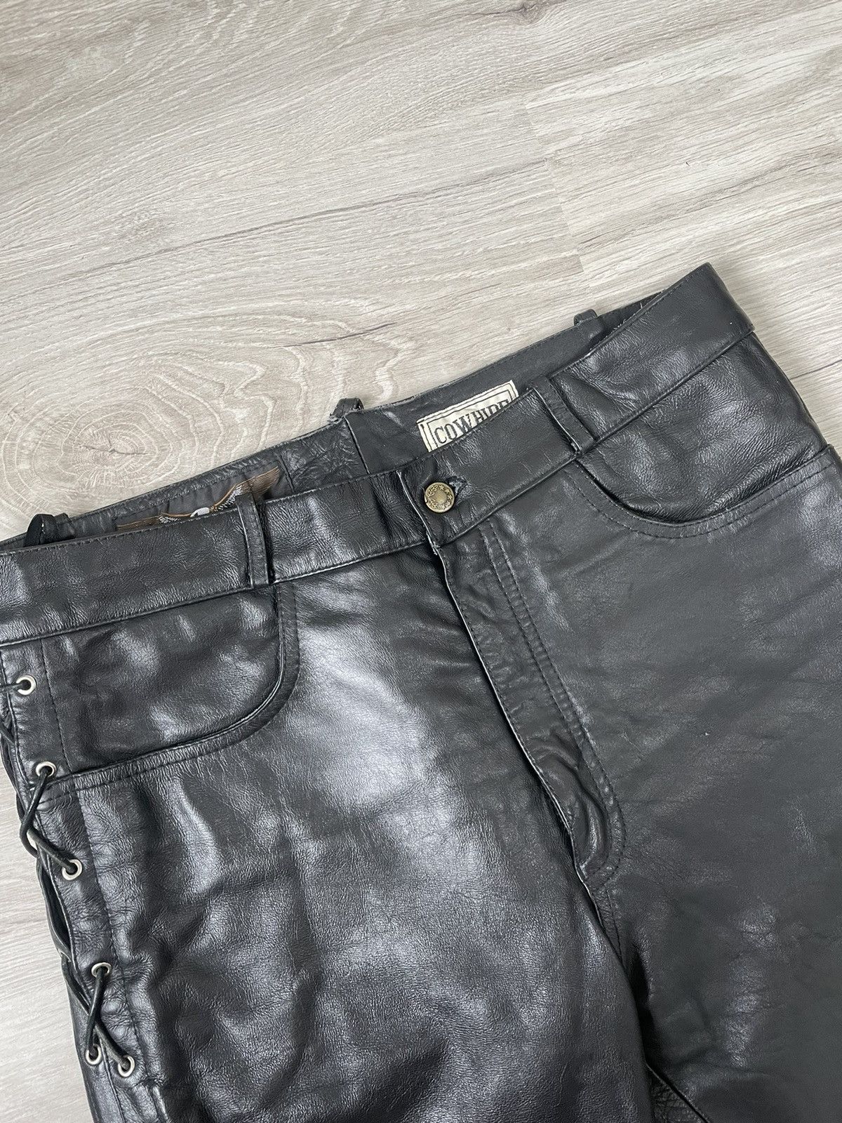 Japanese Brand × Leather × Vintage Vintage Casual Moto Pants Leather Size US 36 / EU 52 - 9 Thumbnail
