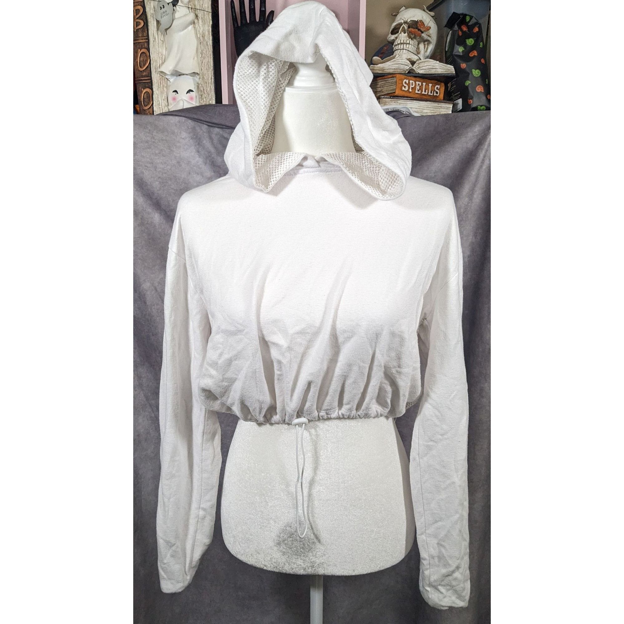 Garage 90s Y2K White Cropped Mesh Hoodie by Garage Size M / US 6-8 / IT 42-44 - 7 Thumbnail