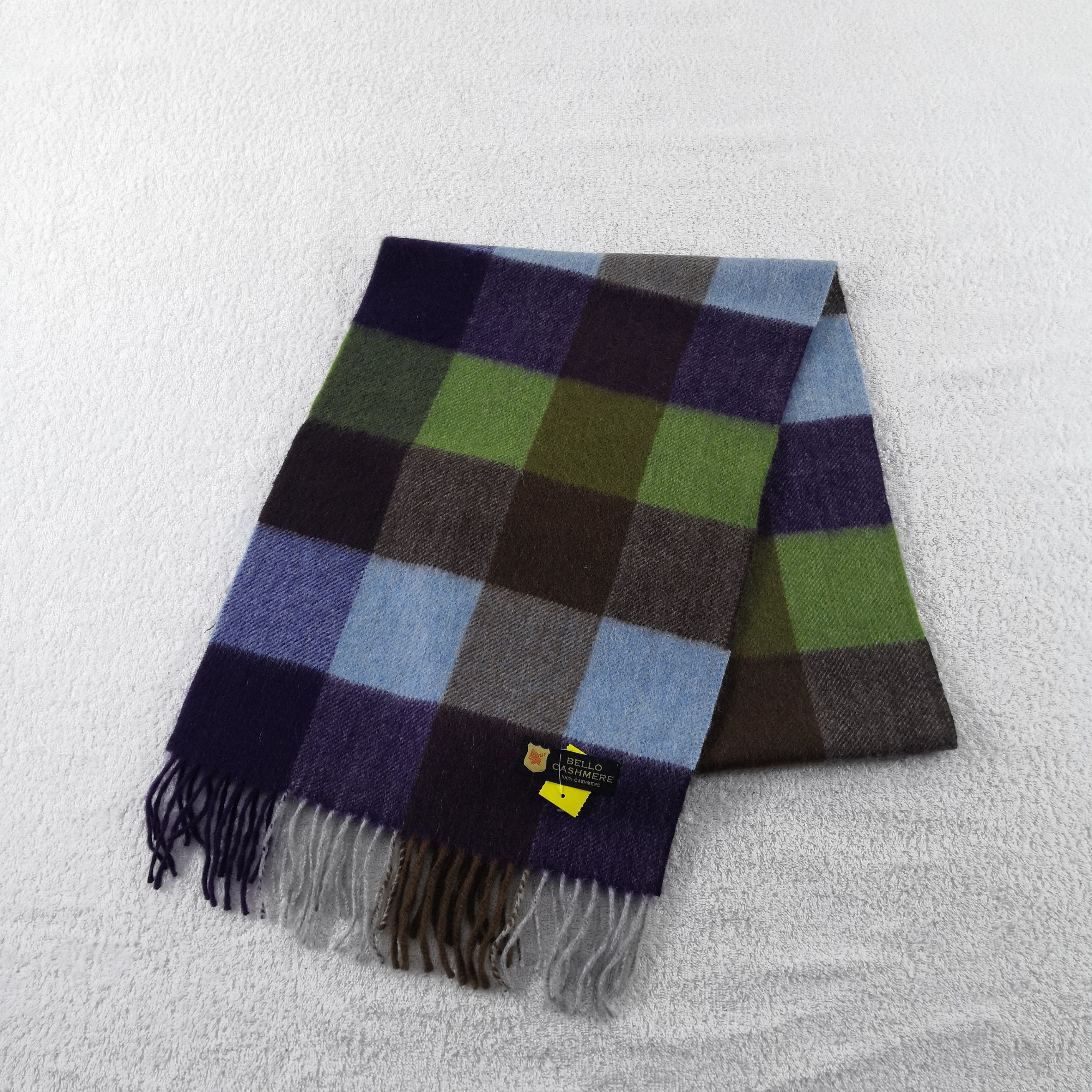 Japanese Brand Vintage Bello Scarf Wool Plaid Fringe Winter Tartan Scarves Size ONE SIZE - 3 Thumbnail