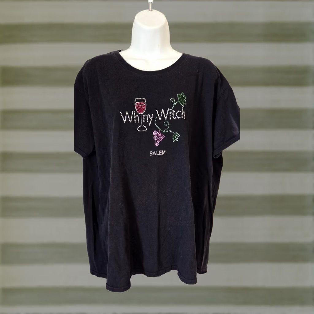 Gildan Gildan Black Salem Mass Souvenir T Shirt Whiny Witch Studded 2XL Women’s Casual Short Sleeve Crew Neck Plus Size Size XXL / US 16-18 / IT 52-54 - 1 Thumbnail