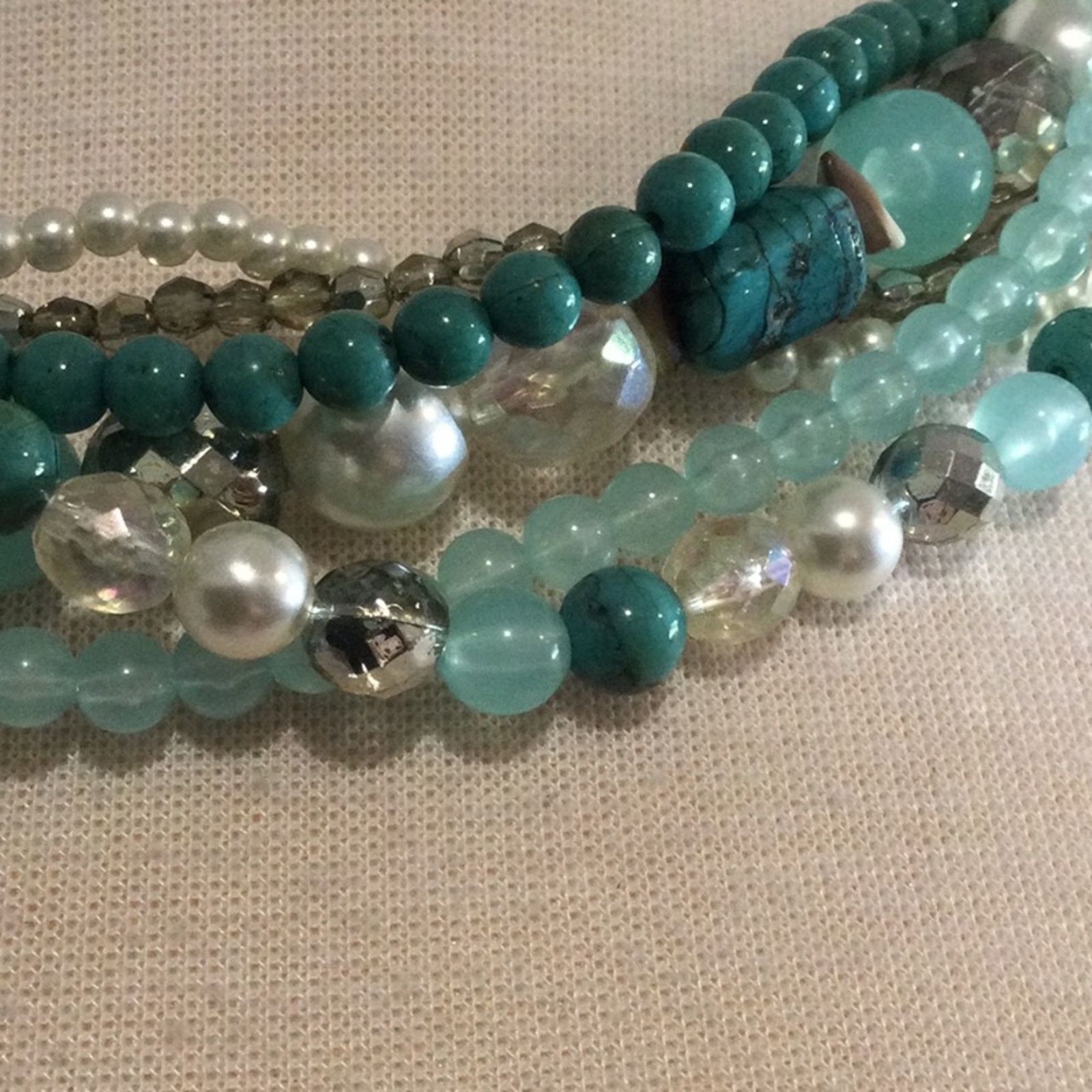 Other Multi-strand Turquoise, Clear, Blue and Silver Bead Necklace Size ONE SIZE - 2 Thumbnail