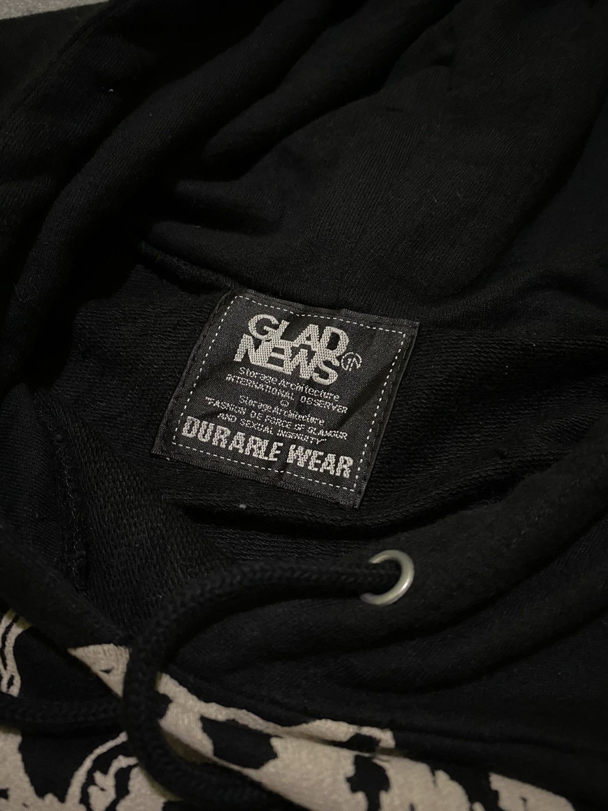 Y2k Glad news oversized studded mohawk hoodie
