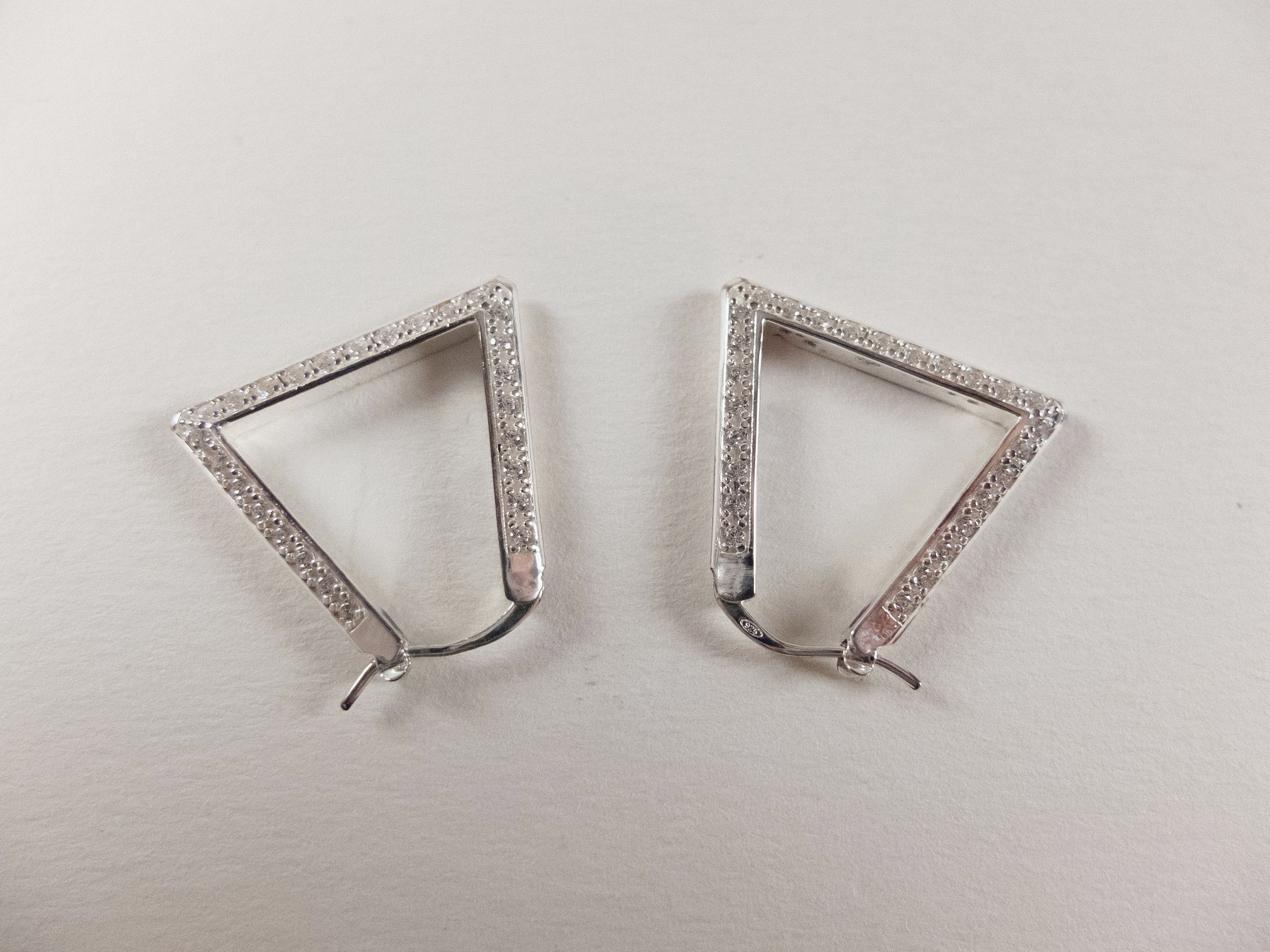 Bottega Veneta BOTTEGA VENETA Triangle Sterling silver earrings w crystals Size ONE SIZE - 3 Thumbnail