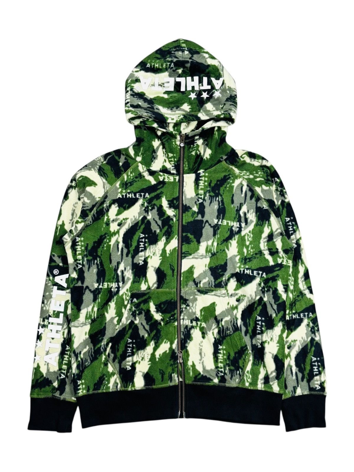 Le Grande Bleu (L.G.B.) 2000s Athleta Japan - LSD Camo Fleece Zip Hoodie Size US M / EU 48-50 / 2 - 1 Thumbnail