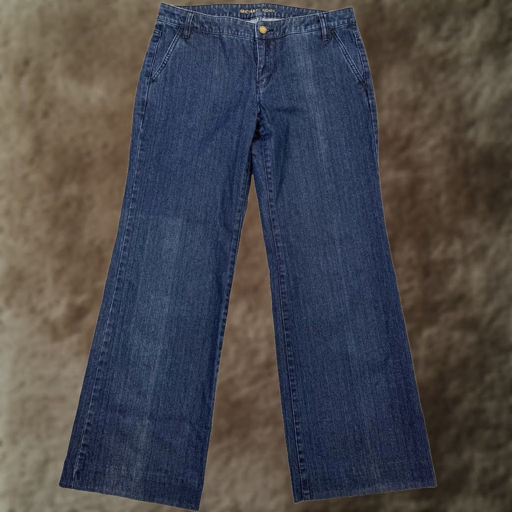 Michael Kors Michael Kors Jeans Womens 10 Blue Wide-Leg Mid Rise Denim Pockets 100% Cotton Size 32" / US 10 / IT 46 - 1 Thumbnail