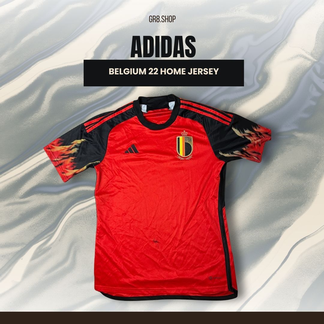 Adidas Belgium 2022 Home Jersey Adidas Medium Red/Black With Flame Size US M / EU 48-50 / 2 - 1 Thumbnail
