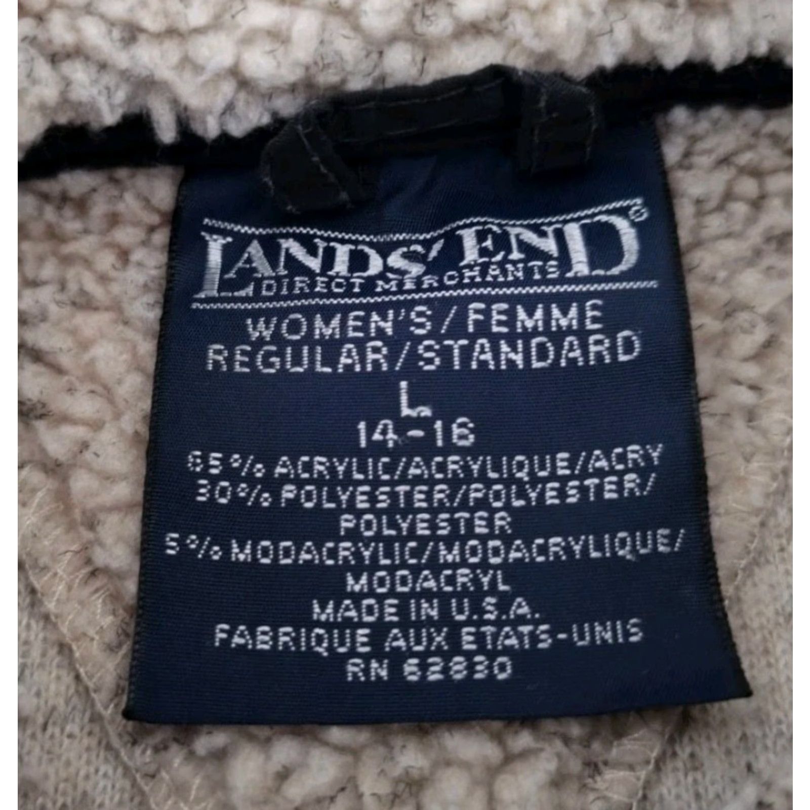 Lands' End VINTAGE Lands' End Deep Pile Fleece Pullover Sweatshirt L Women Tan 90s Theme 1/4 Zip Mock Neck Activewear Hiking Running Walking Size L / US 10 / IT 46 - 3 Thumbnail