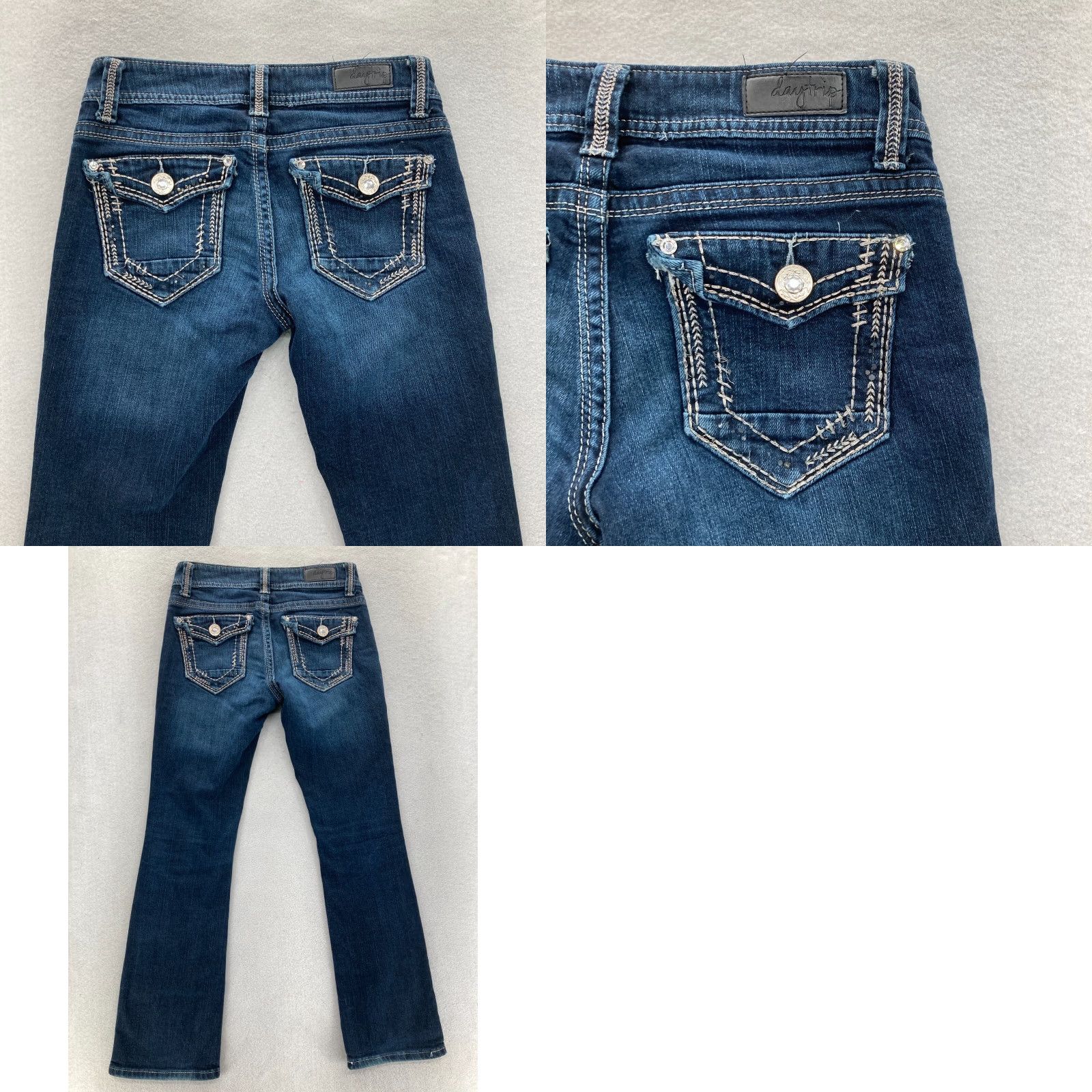 Vintage Daytrip Virgo Bootcut Jeans Women's 25 Dark Blue Stretch Denim Western READ FLAW Size 42" / US 20 - 9 Thumbnail