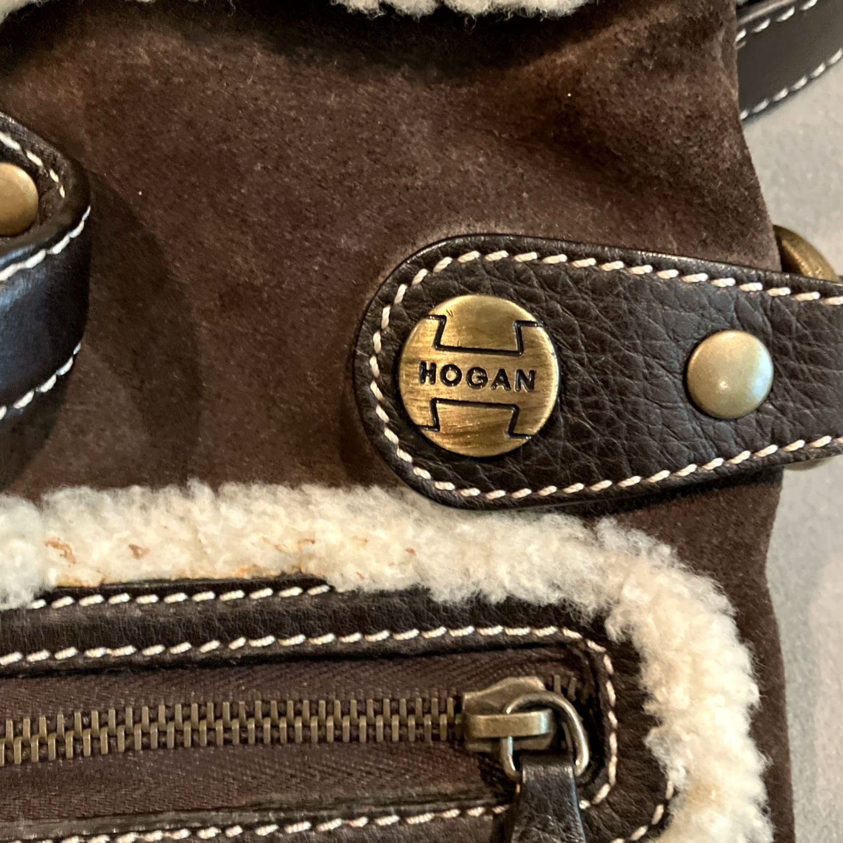 Hogan Hogan Brown Suede Shearling Tote - Dust Bag Size ONE SIZE - 4 Thumbnail