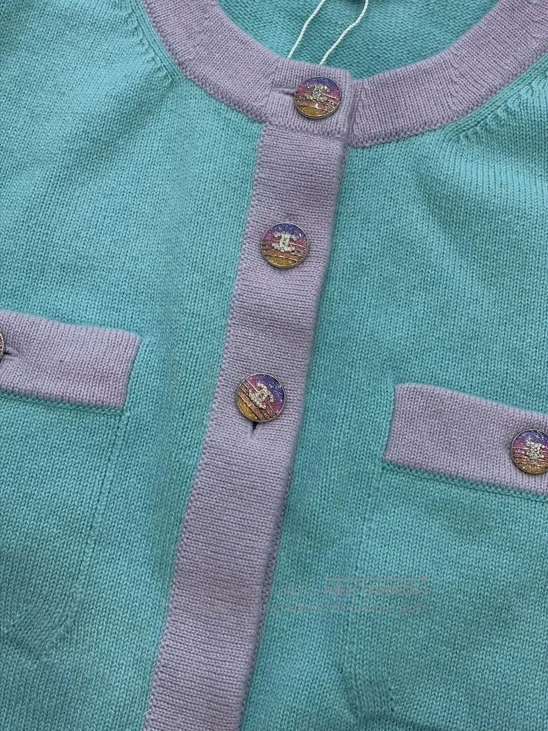 Chanel Chanel Blue and pink colour-matched knitted cardigan coat Size XS / US 0-2 / IT 36-38 - 3 Thumbnail