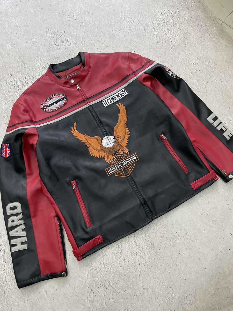 Harley Davidson Hype racing moto Harley Davidson leather jacket y2k Size US XL / EU 56 / 4 - 3 Thumbnail