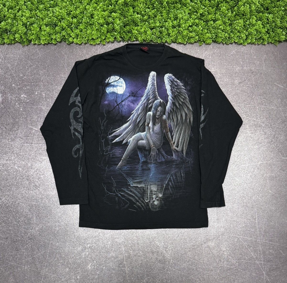 Vintage Vintage 90s Skull Longsleeve Spiral Y2K Affliction Style Size US L / EU 52-54 / 3 - 1 Thumbnail