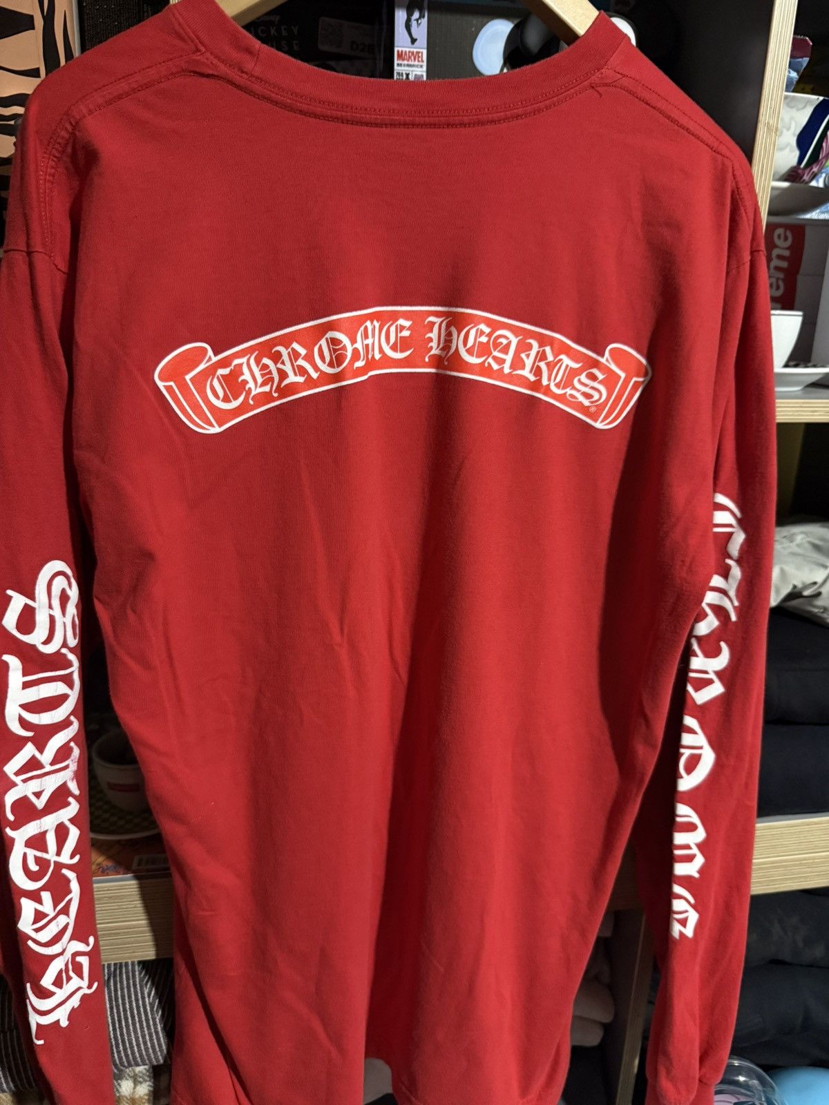 Chrome Hearts Chrome Hearts Red Scroll Logo Longsleeve T-Shirt Size US XL / EU 56 / 4 - 4 Thumbnail