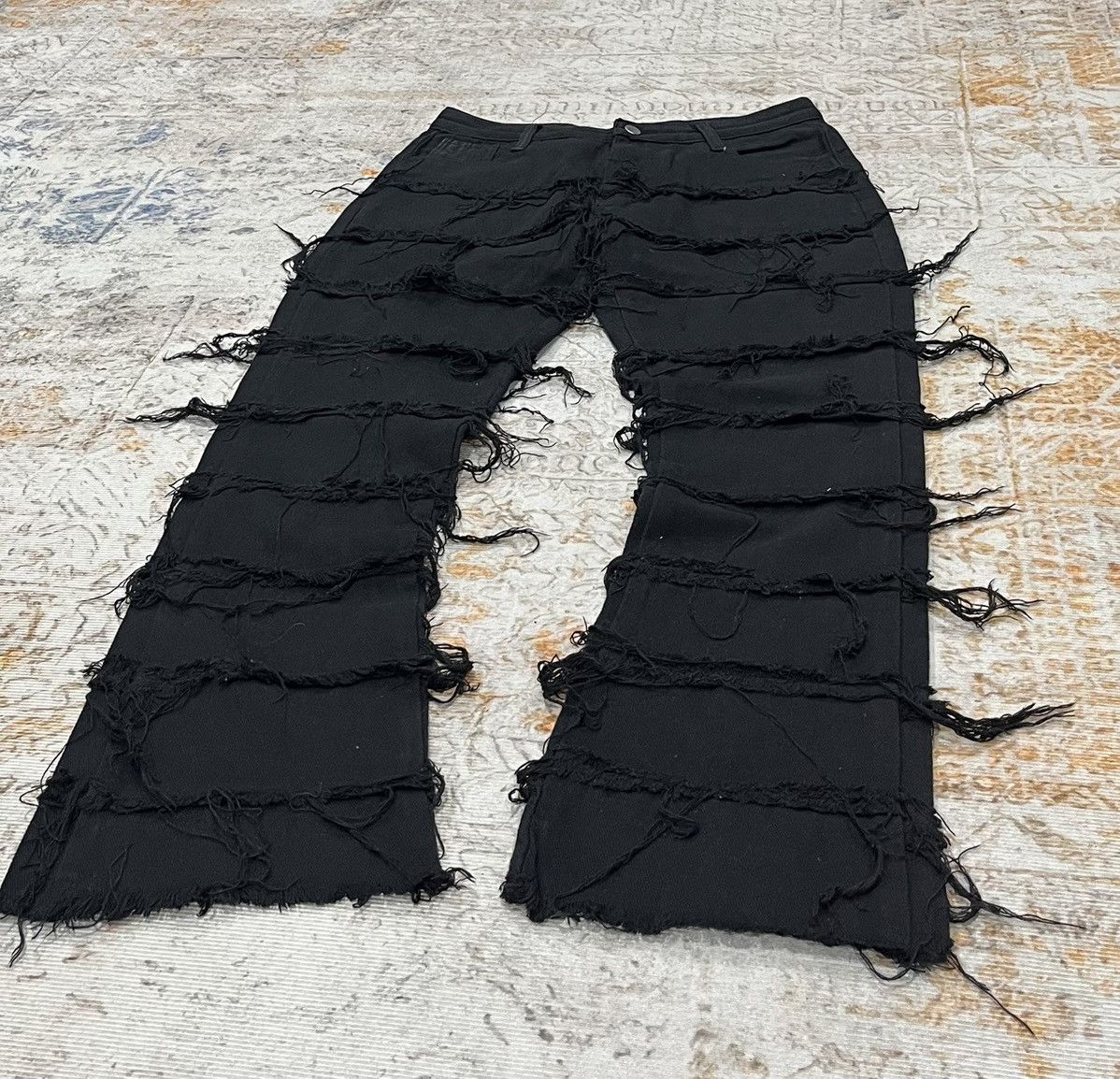 Japanese Brand Fringe Stacking Flare Jeans Size US 30 / EU 46 - 2 Thumbnail