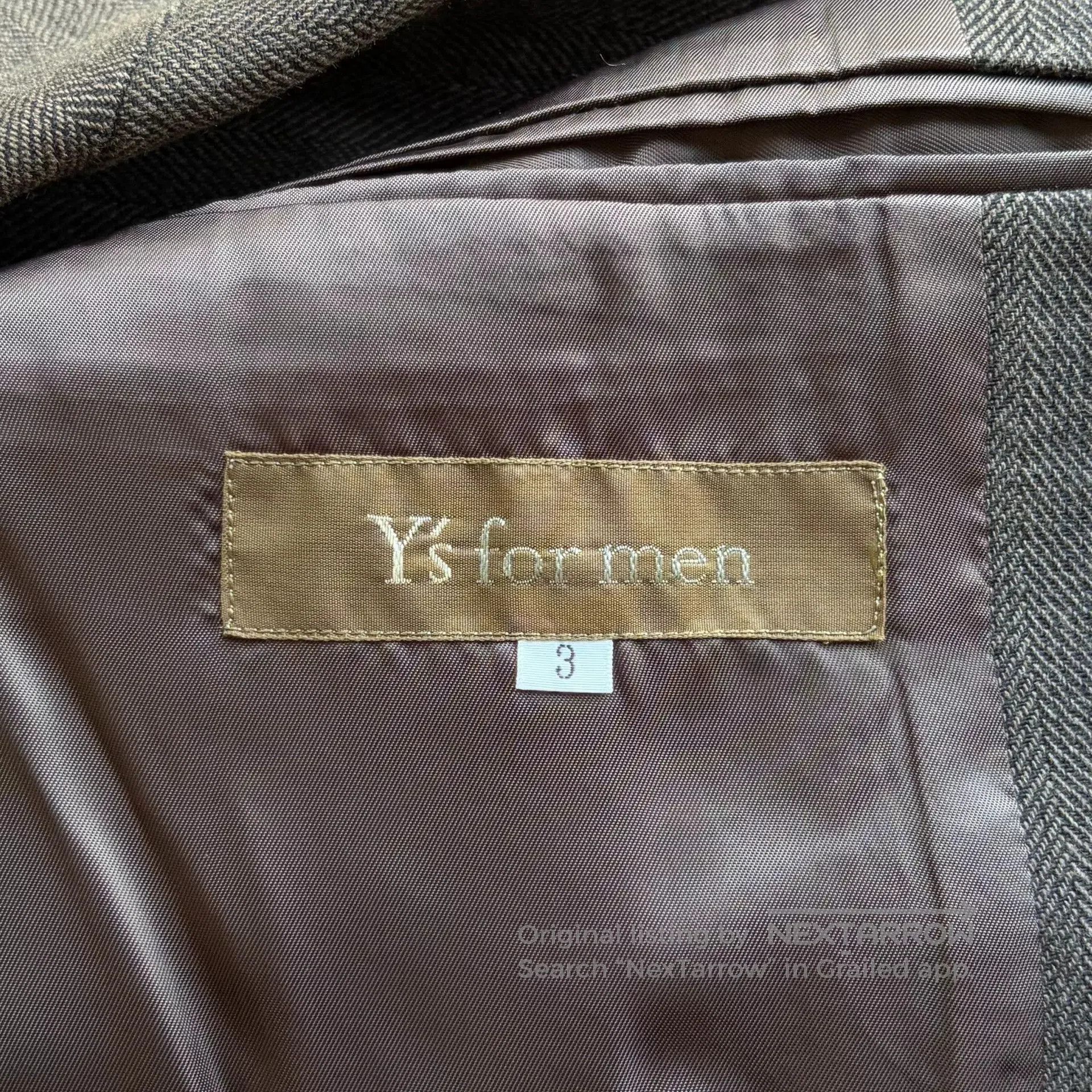 Y's for Men brown gray textured suit jacket. Size US M / EU 48-50 / 2 - 6 Thumbnail
