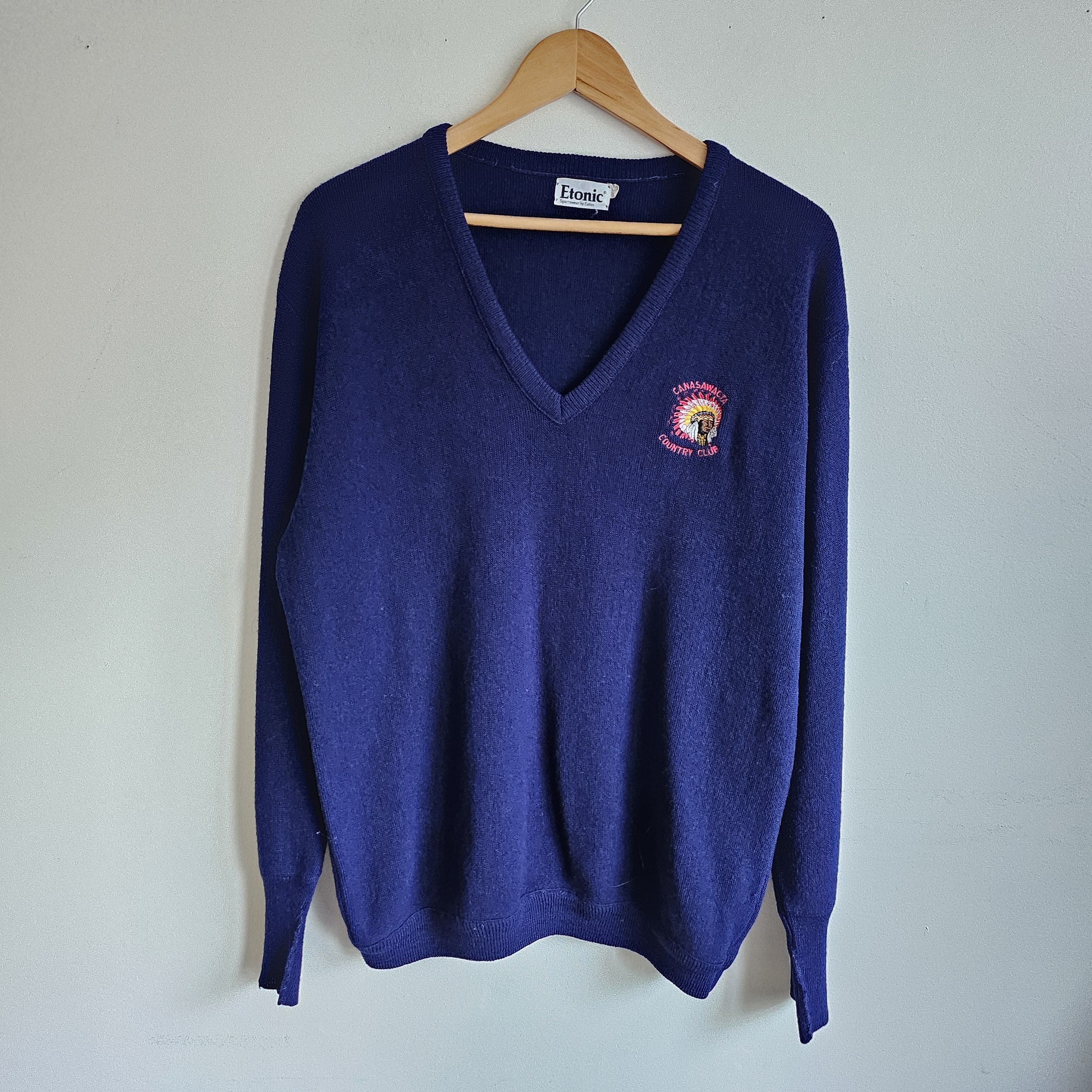 Etonic × Vintage Vintage Navy Etonic SWEATER, Country Club V-Neck Size US L / EU 52-54 / 3 - 2 Thumbnail