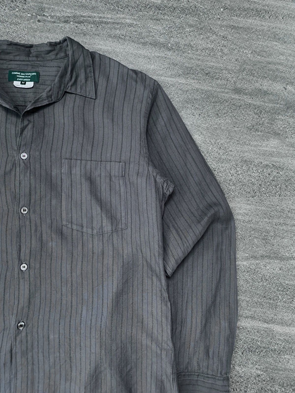 Comme des Garcons Homme Plus CDGH+ Evergreen Striped Rayon Shirt Size US M / EU 48-50 / 2 - 3 Thumbnail