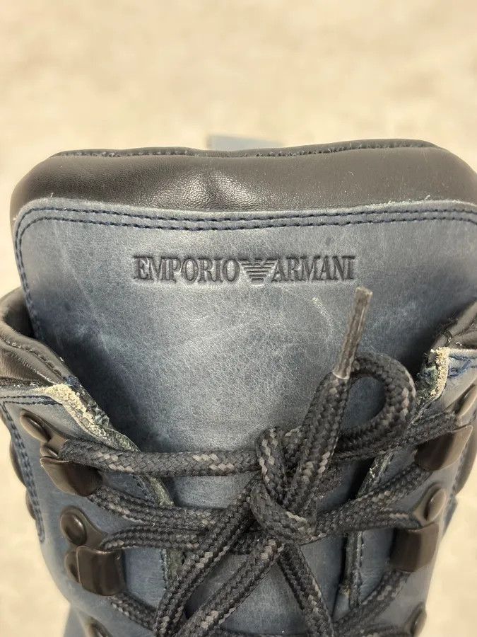 Emporio Armani 2010s Emporio Armani Avant-Garde Brut Blue Leather Boots Size US 8.5 / EU 41-42 - 9 Thumbnail