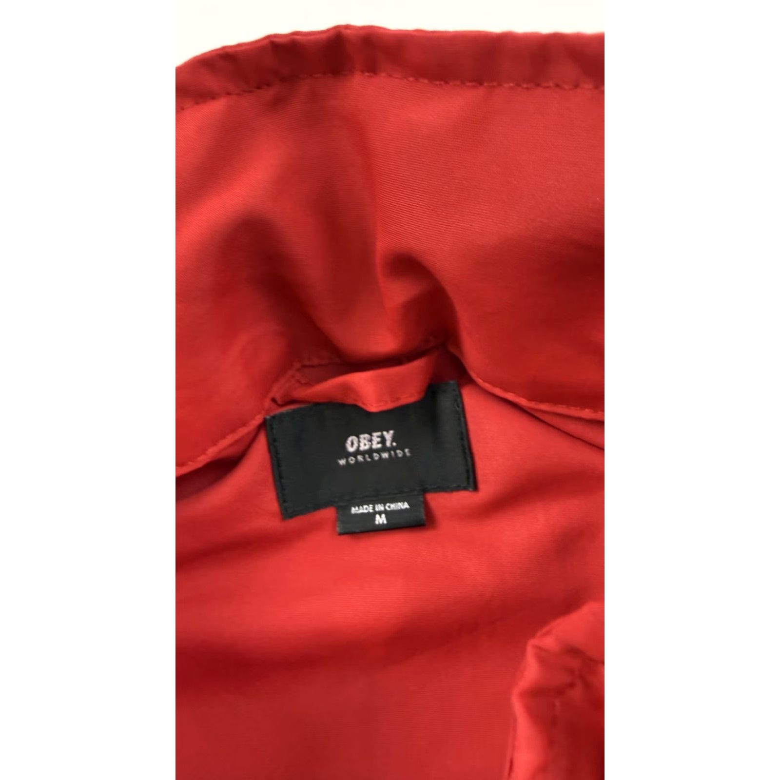 Obey Obey Jacket Mens Medium Red Hooded Full Zip Windbreaker Tape Worldwide Logo Size US M / EU 48-50 / 2 - 7 Thumbnail