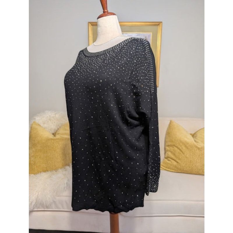 Other Vila Milano Studded Black Long Sleeve Sweater Size XXL / US 16-18 / IT 52-54 - 2 Thumbnail