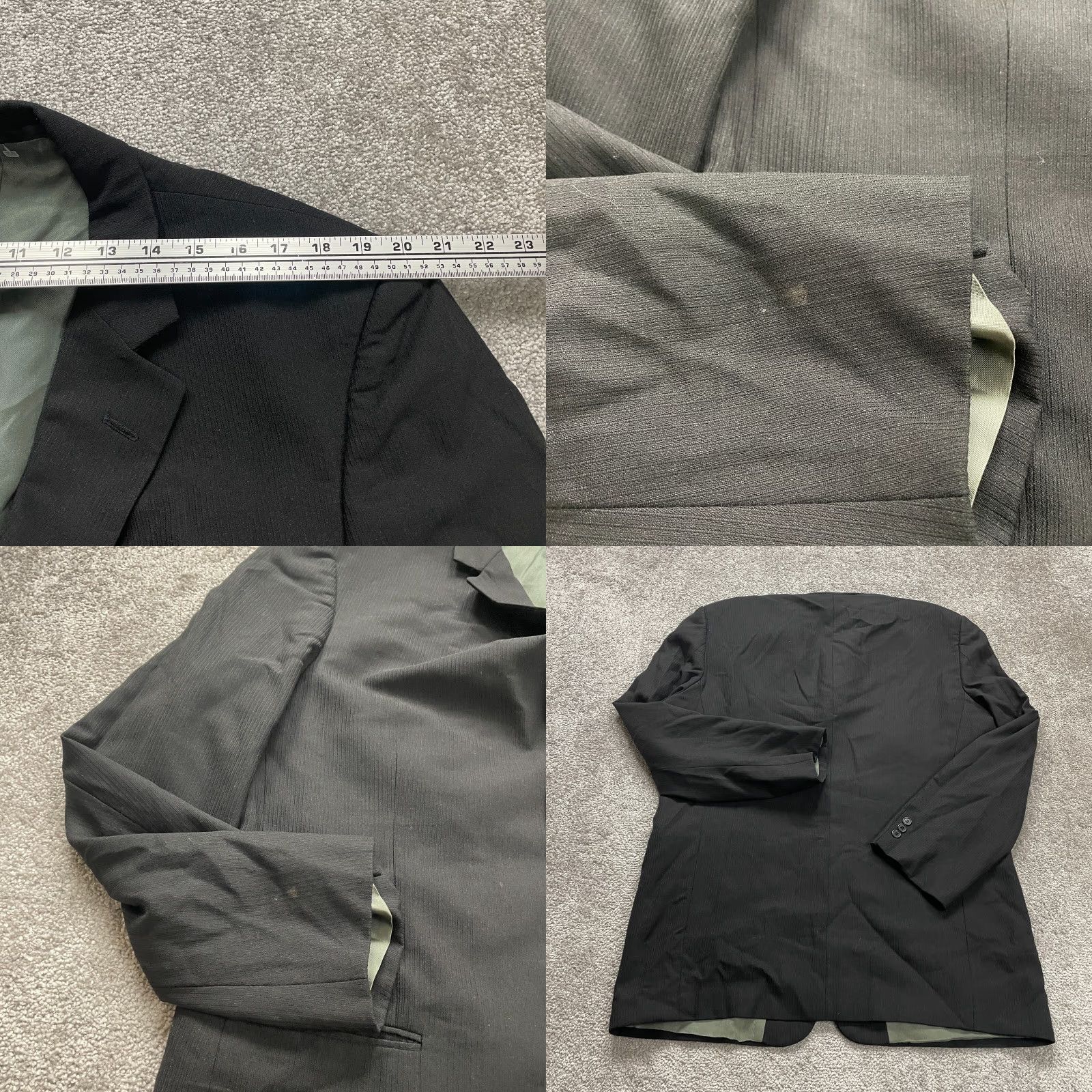 Tallia Tallia Uomo Wool Suit Jacket Blazer Mens 44 Long Black Three-Button Notch Lapel Single-Breasted Dress Coat - 2 Piece, Dry Clean Only, Solid Size 44R - 9 Thumbnail