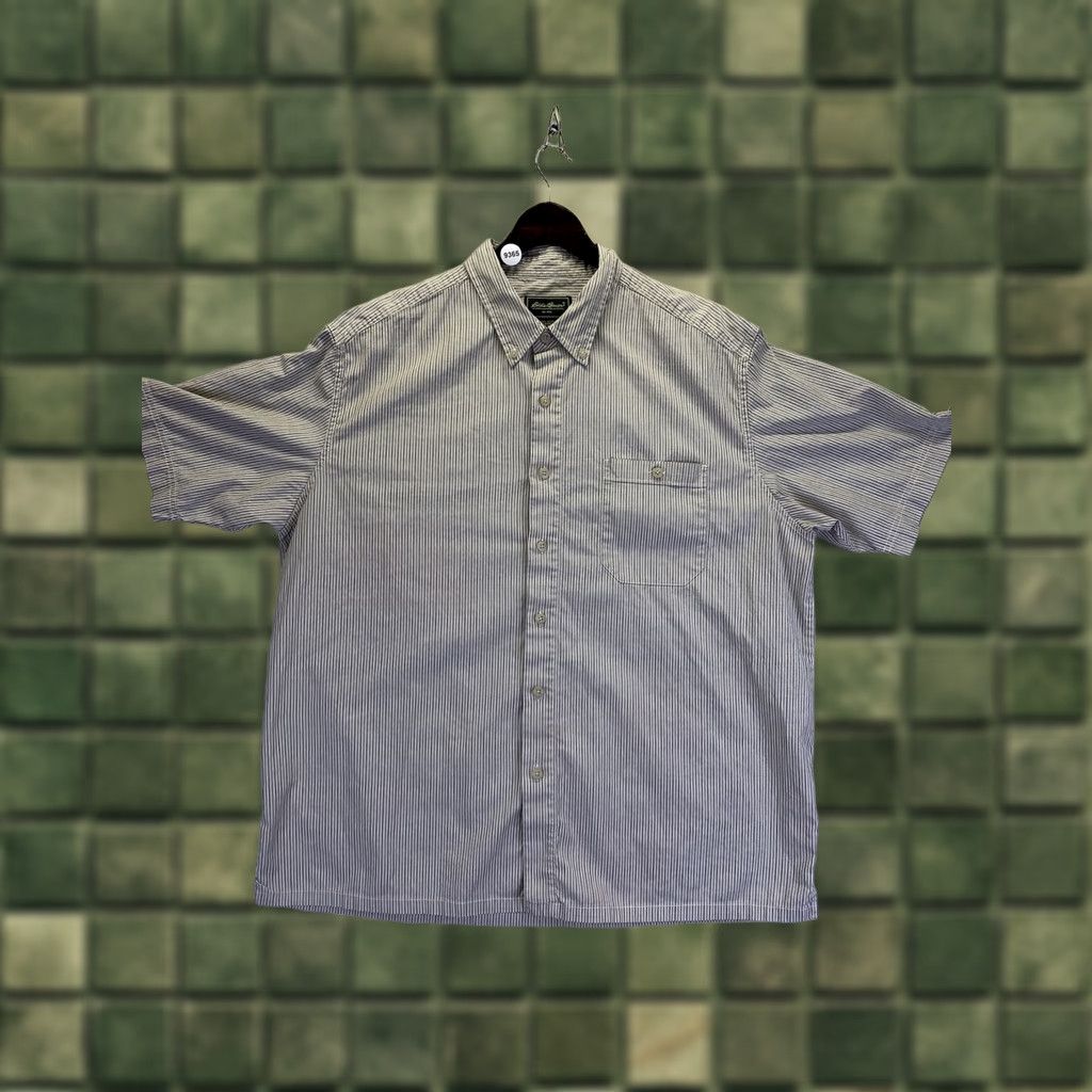 Eddie Bauer VINTAGE Eddie Bauer Cotton Green Tan Pinstripe Short Sleeve Shirt Mens XL-9365 Size US XL / EU 56 / 4 - 1 Thumbnail