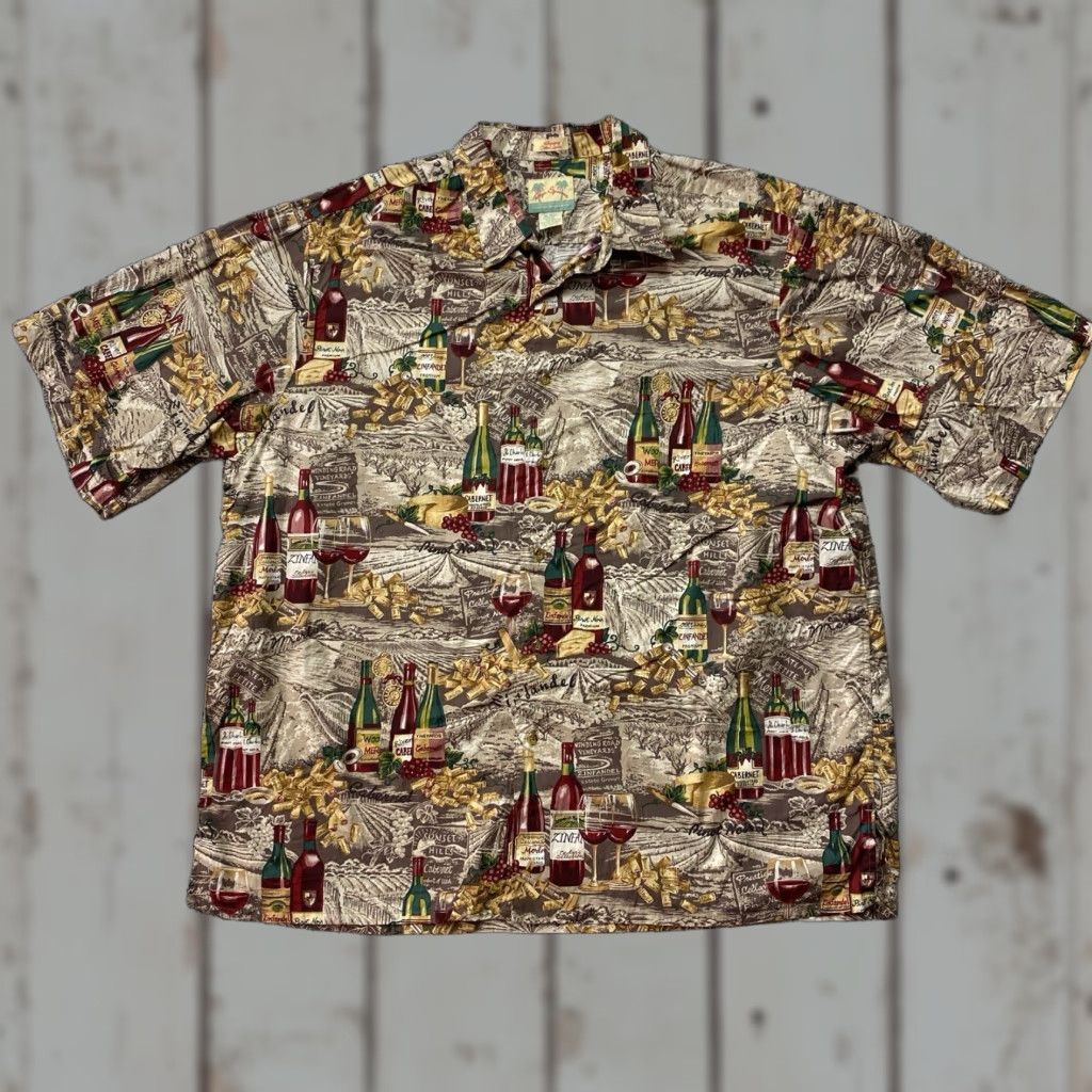 Reyn Spooner Reyn Spooner Hawaiian Shirt 2XL Mens Grey Rayon Wine Print Aloha Vineyard Size US XXL / EU 58 / 5 - 1 Thumbnail