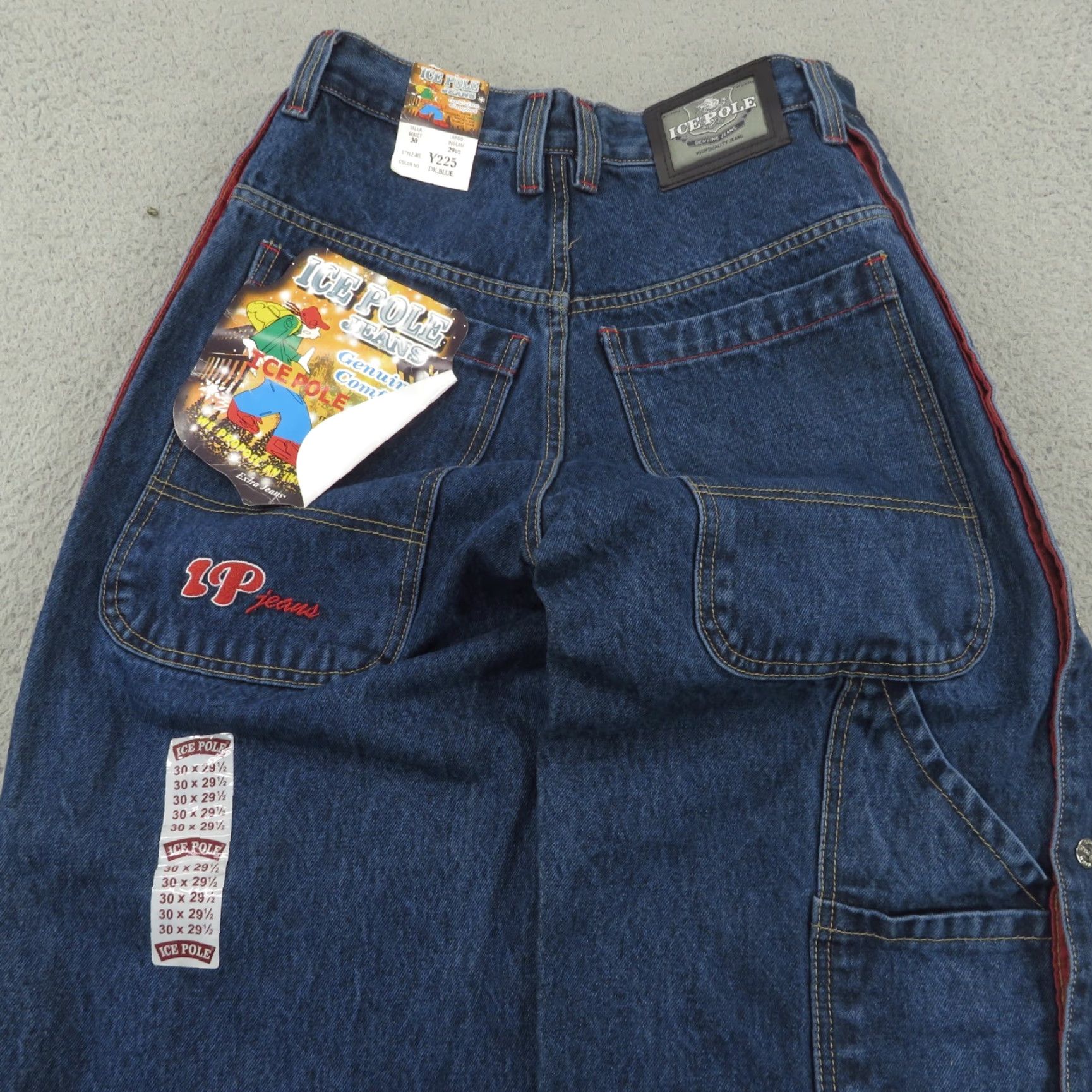 Vintage VINTAGE Ice Pole Baggy Jeans Men 30x30 Y2K Skater Grunge Streetwear Embroidered Wide-Leg 5-Pocket Design Blue Denim Cotton Jeans Mens Size US 30 / EU 46 - 4 Thumbnail