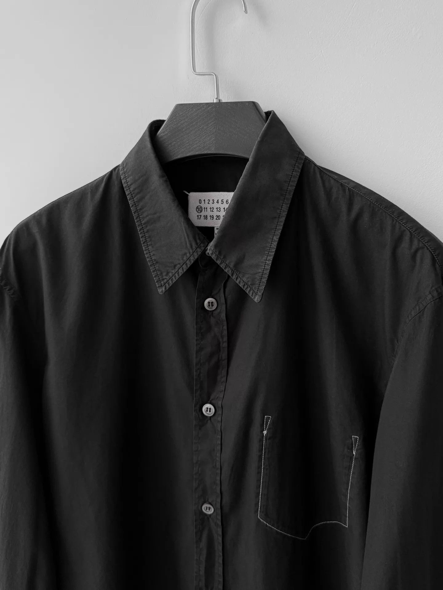 Maison Margiela Maison Margiela S/S21 Black Topstitch Pocket Shirt 40 Size US M / EU 48-50 / 2 - 4 Thumbnail
