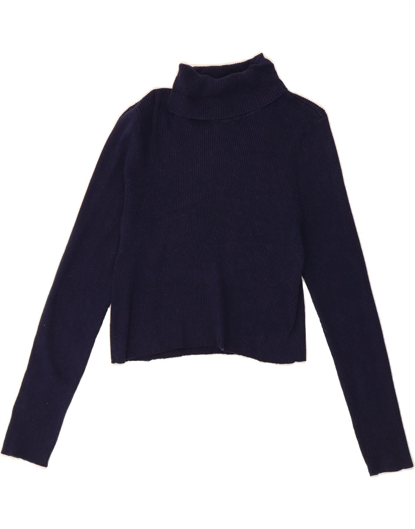 Ralph Lauren Girls Roll Neck Jumper Sweater 9-10 Years Large Navy Blue Size L / US 10 / IT 46 - 1 Thumbnail