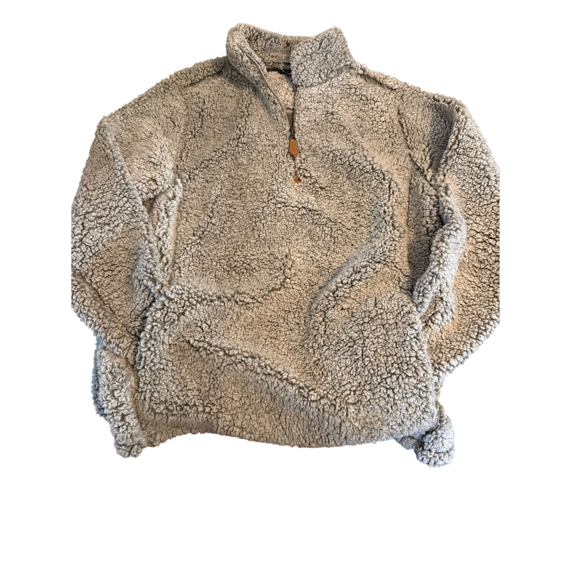 Other Katydid Gray Fleece Sherpa Quarter Zip Pullover Leather Zipp Size M / US 6-8 / IT 42-44 - 1 Thumbnail