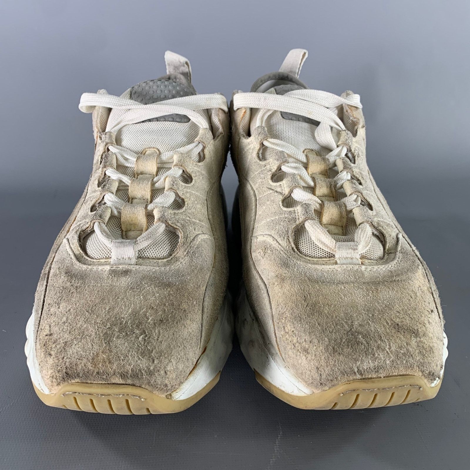 Acne Studios ACNE STUDIOS White Cream Distressed Suede Lace Sneakers Size US 10 / EU 43 - 4 Thumbnail