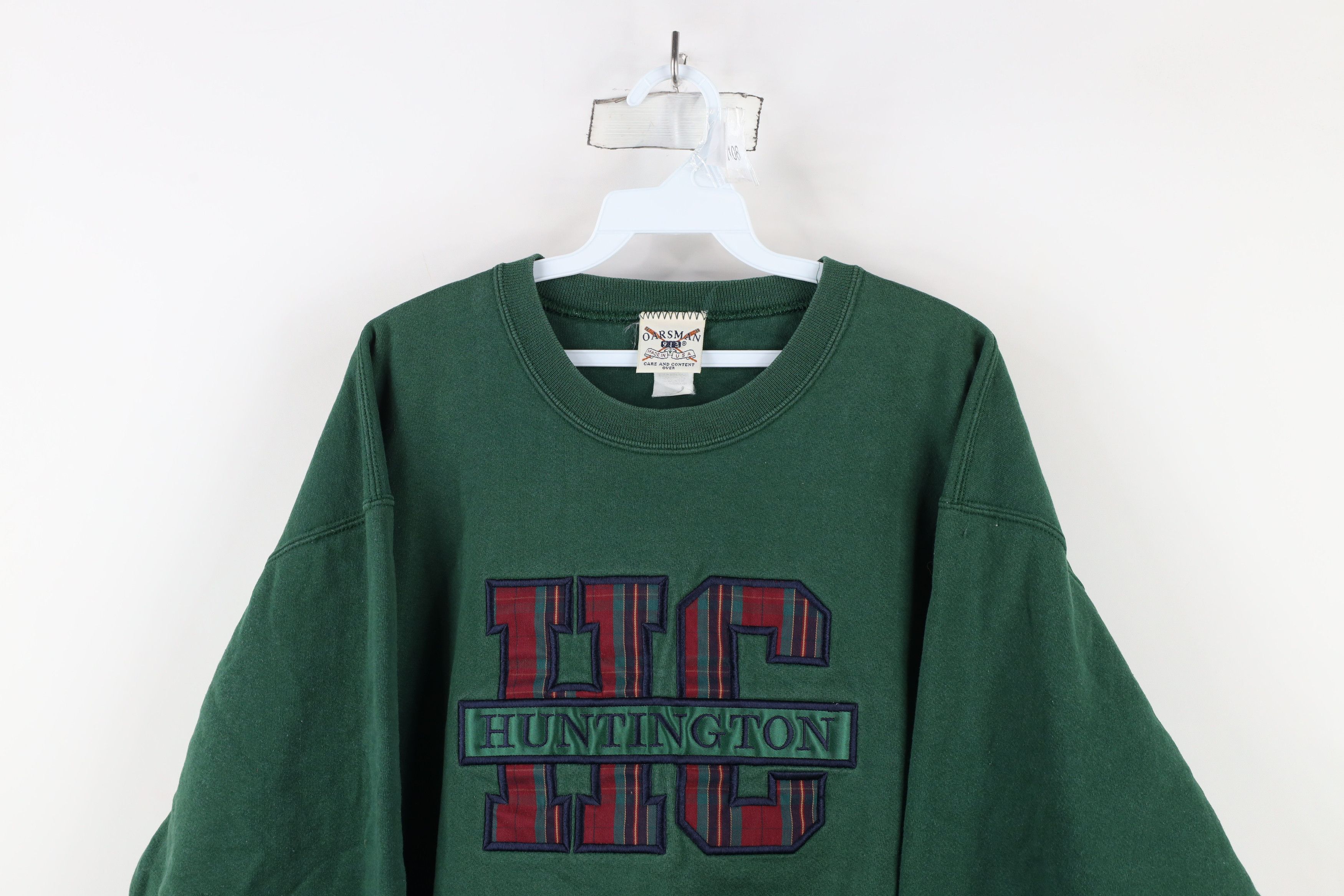 Vintage Vintage 90s Streetwear Huntington Sweatshirt Green USA Size US L / EU 52-54 / 3 - 2 Thumbnail