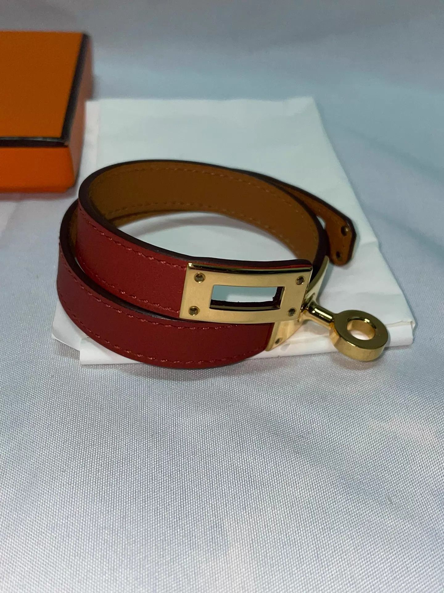Hermes HERMES Mini Kelly Box Double Ring Bracelet Venezia Red Size ONE SIZE - 3 Thumbnail
