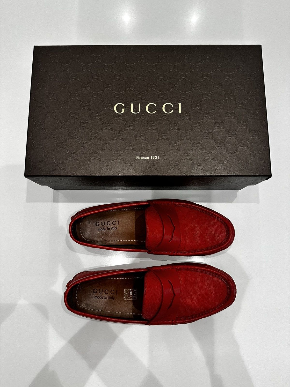 image of Gucci Loafers Size 7.5 in Orange/Red, Men's